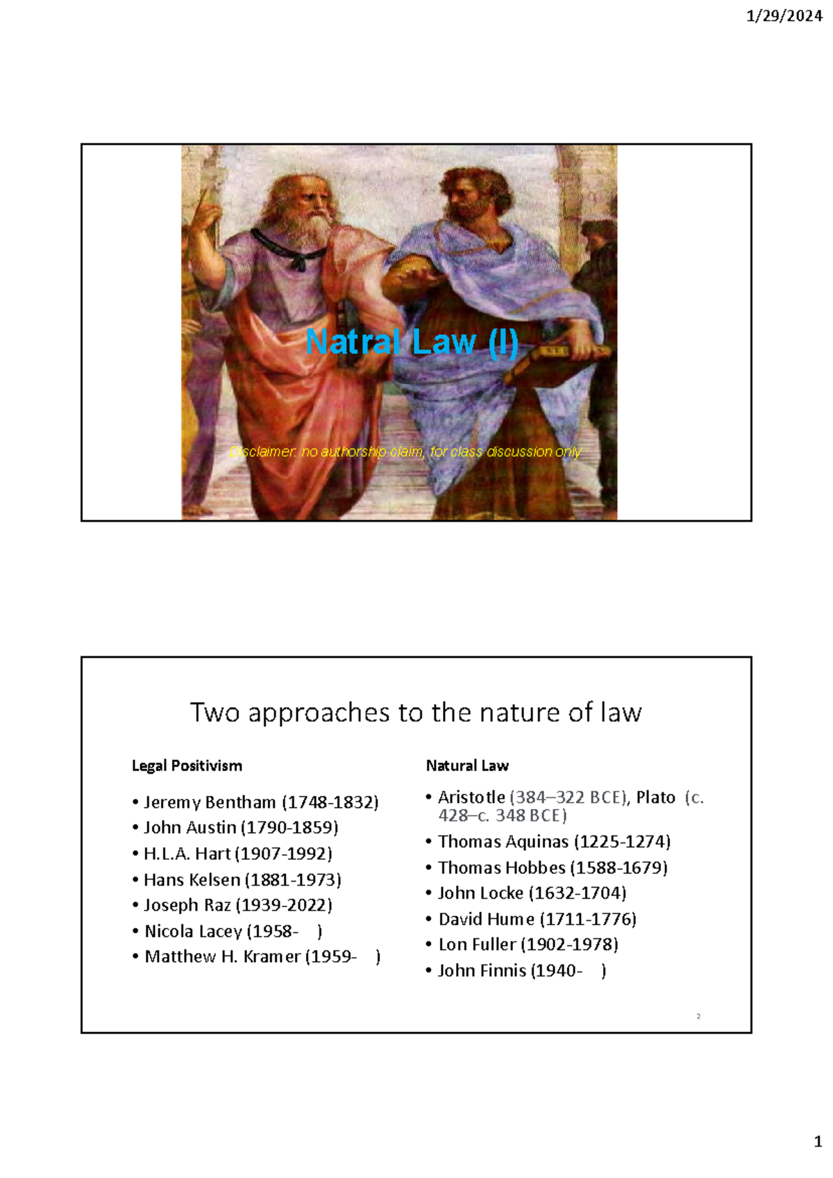 Lecture 3: An Overview of Natural Law Theories - Studocu