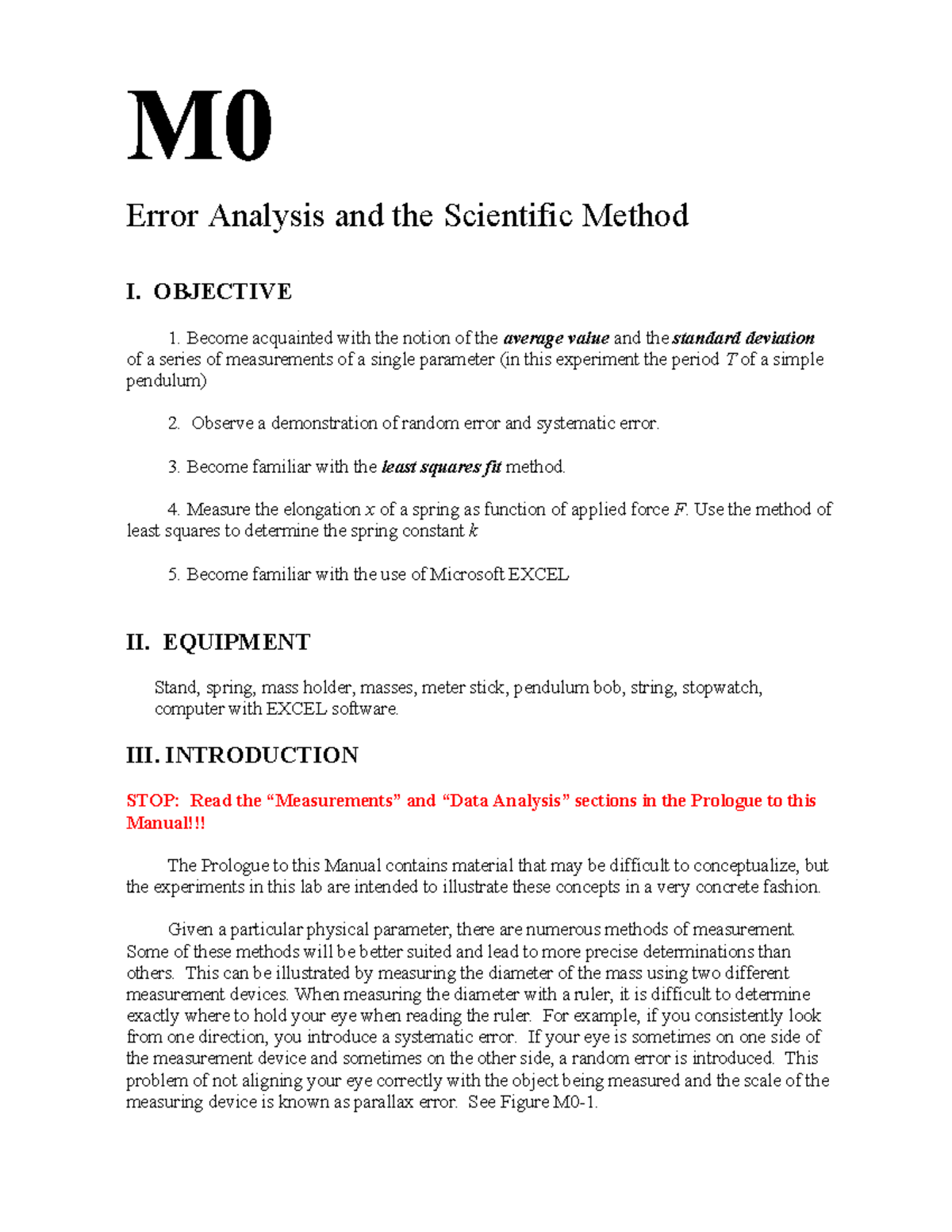 151-M0 Error Analysis and Scientific Method Lab Report - Studocu