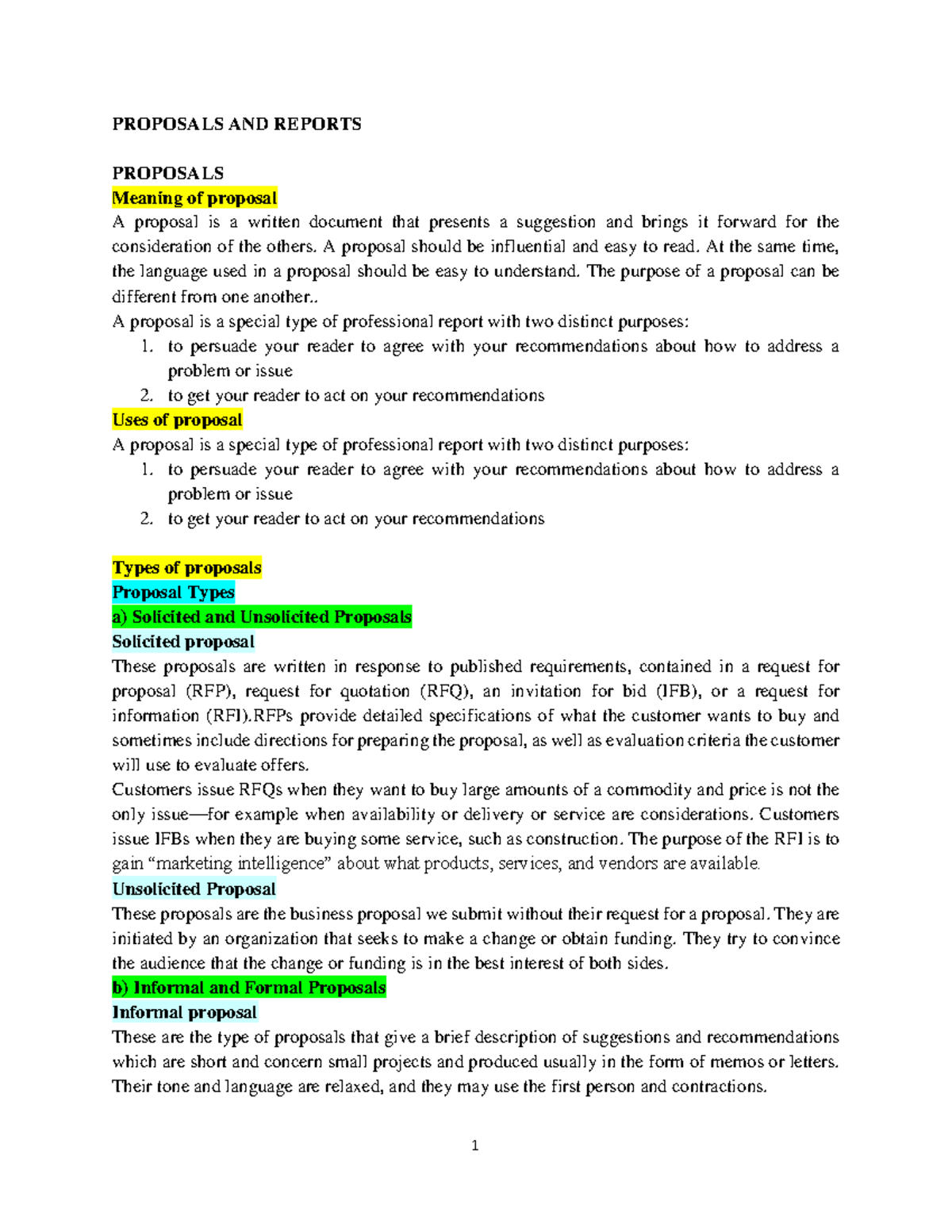 Proposals and Reports: Key Insights for CPA Students - Studocu