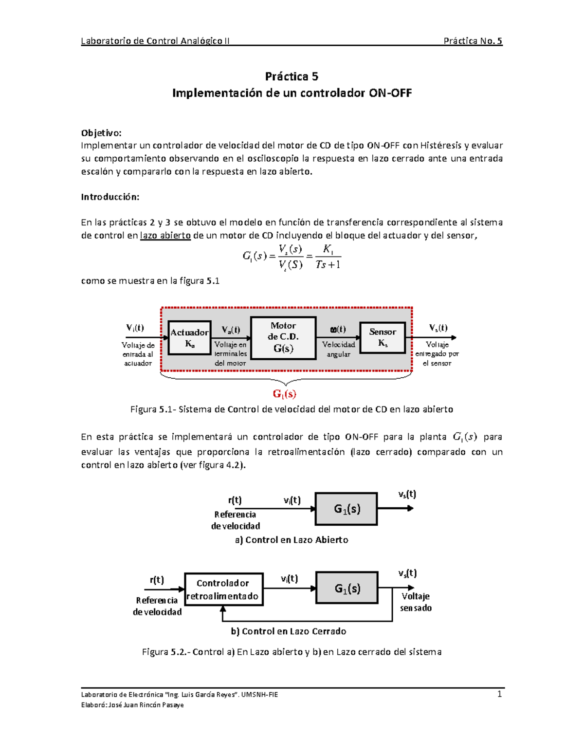 Práctica 5: Controlador ON-OFF con Histéresis - UMSNH-FIE - Studocu