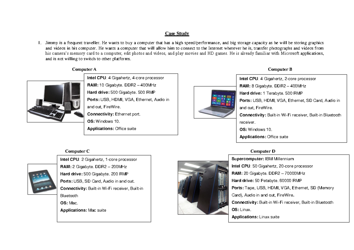 Case Study: Computer Selection for Frequent Traveler - Revision for ...