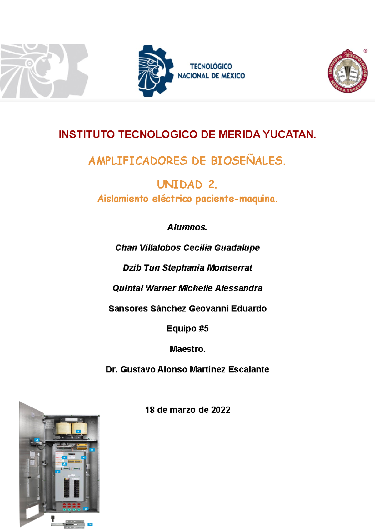 Aislamiento Eléctrico: Paciente y Máquina en Ampli. de Bioseñales - Studocu
