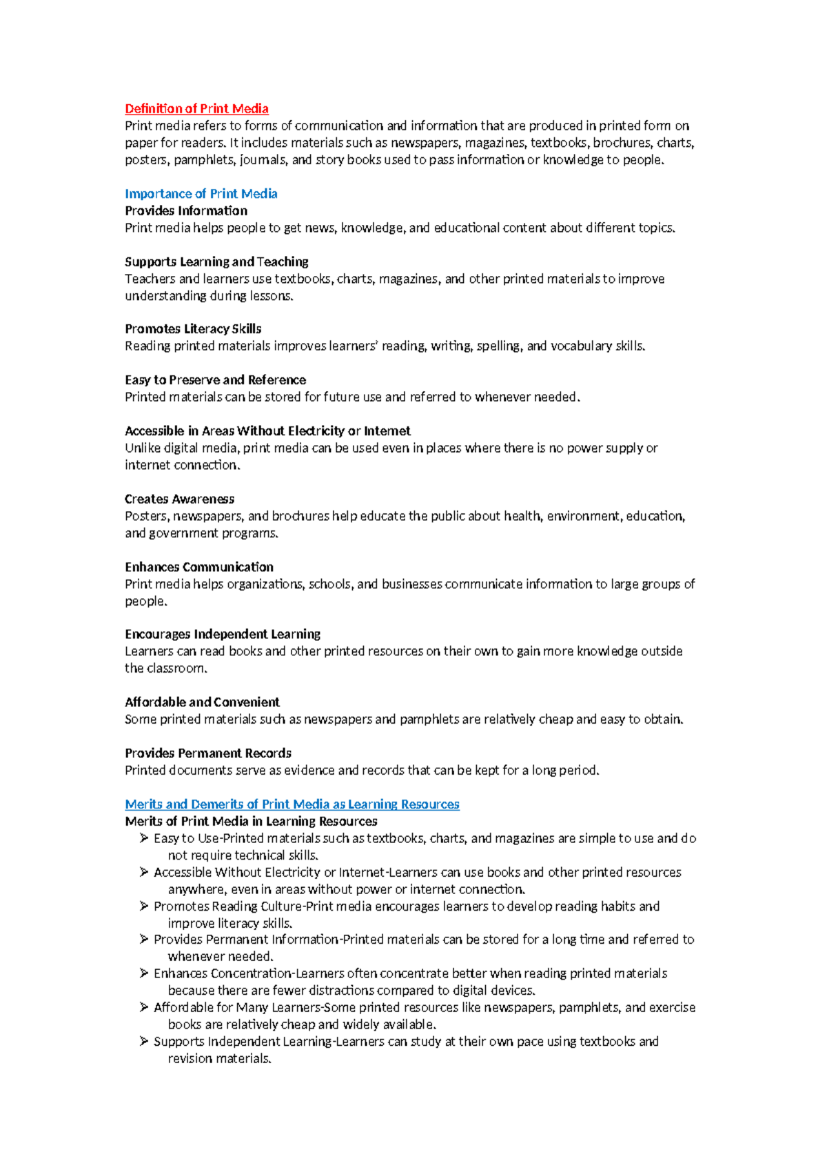 Print Media as an Educational Resource: Importance & Categories - Studocu