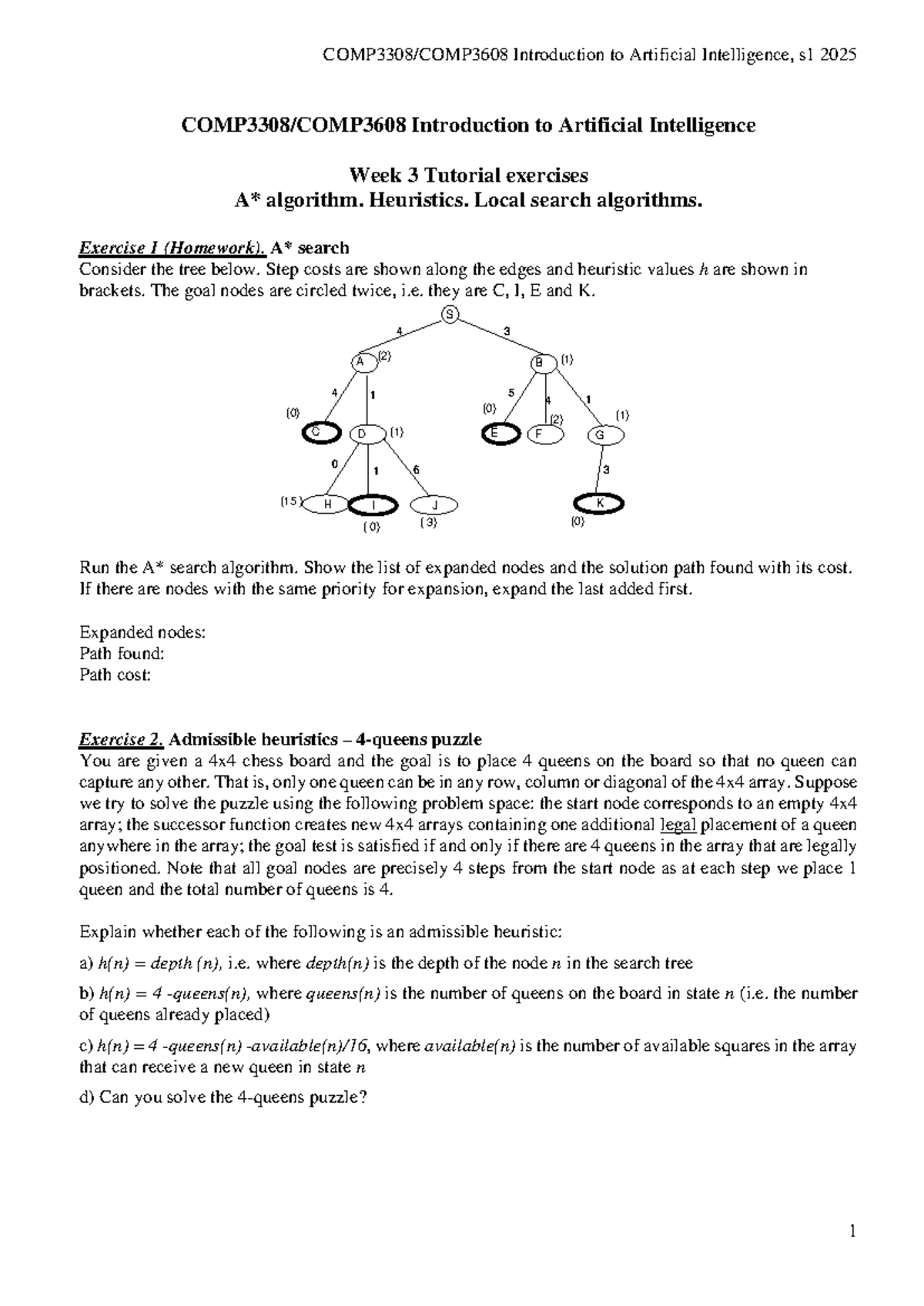 W3 - Tutorial worksheet questions - COMP3308/COMP3608 Introduction to ...