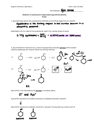 Elimination Pre-Lab - Organic Chemistry Laboratory I Chem. 232, Fall ...