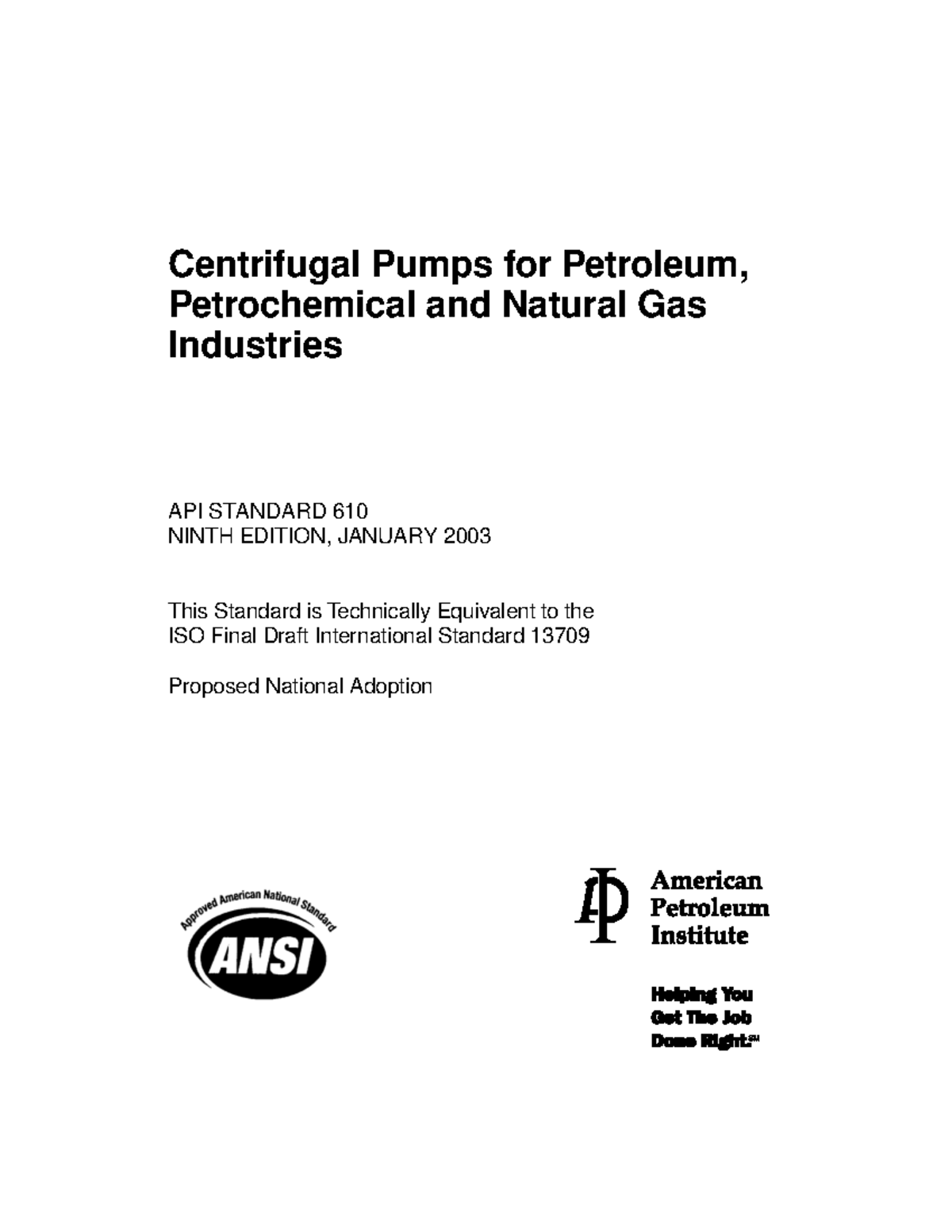 API 610: Centrifugal Pumps for Petroleum & Gas Industries - Studocu