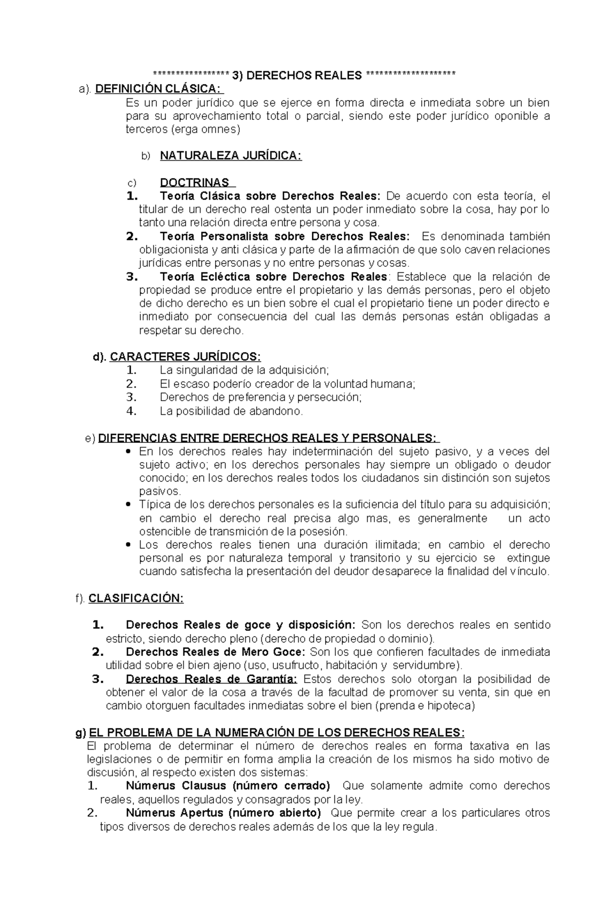 Derechos Reales: Definiciones, Teorías y Clasificaciones (Código Civil) - Document Preview