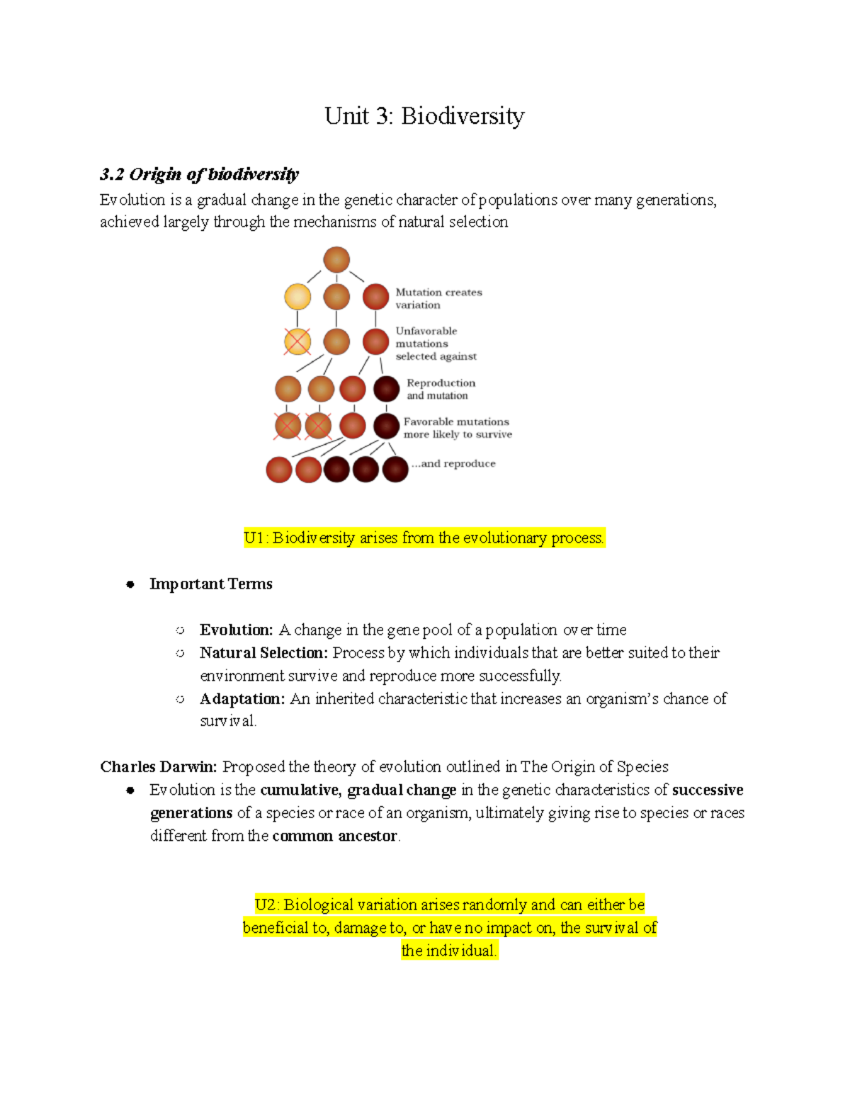 Unit 3: Biodiversity - Detailed Lecture Notes and Key Concepts - Studocu