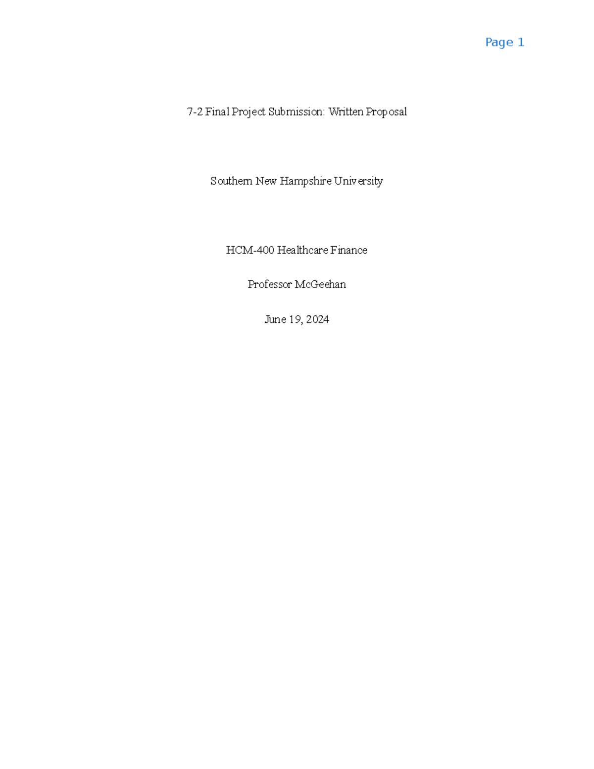 HCM 400 Final Project: Proposal for Future Healthcare Delivery - Studocu