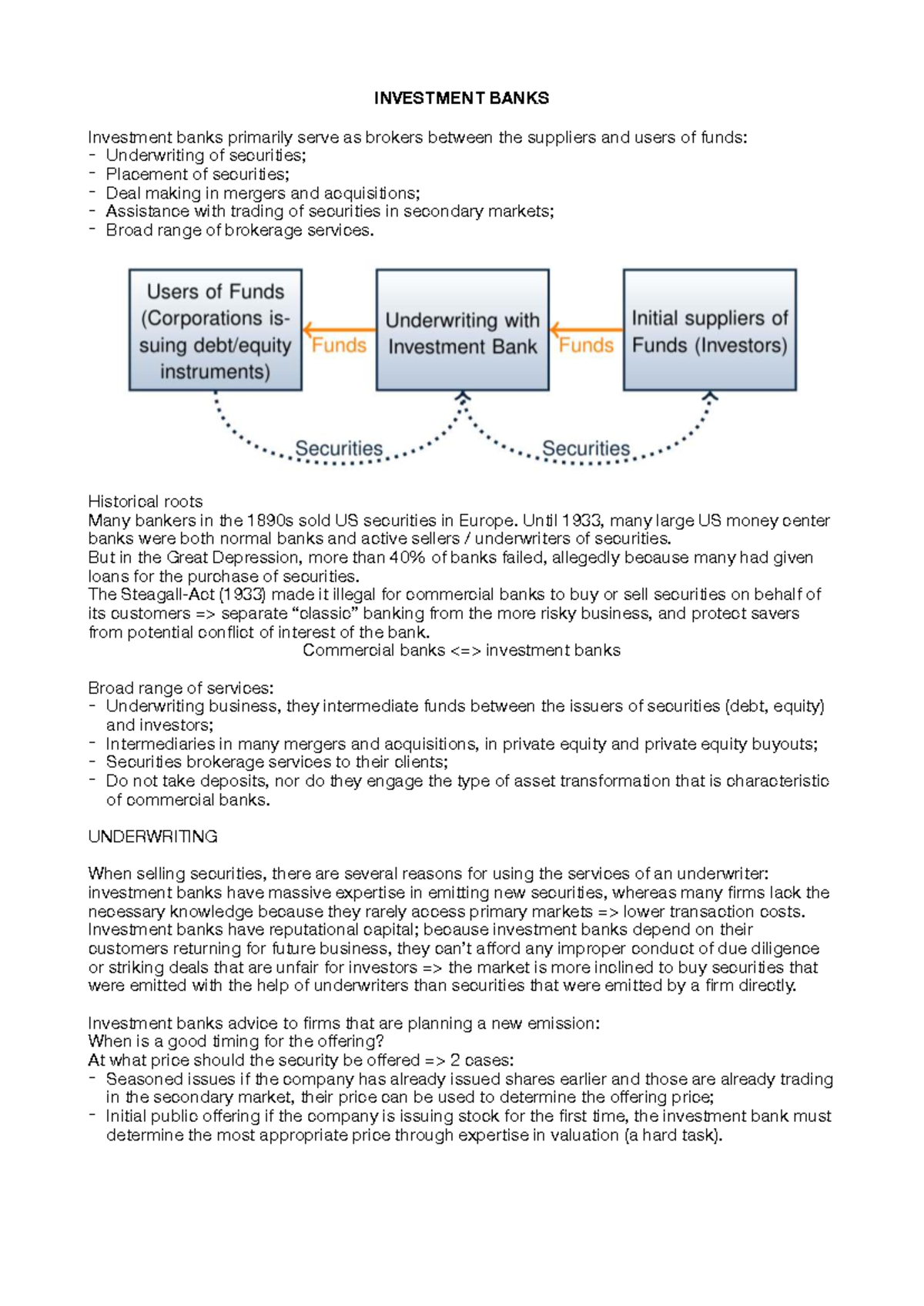 Investment Banking Overview: Functions, History, and Processes - Studocu