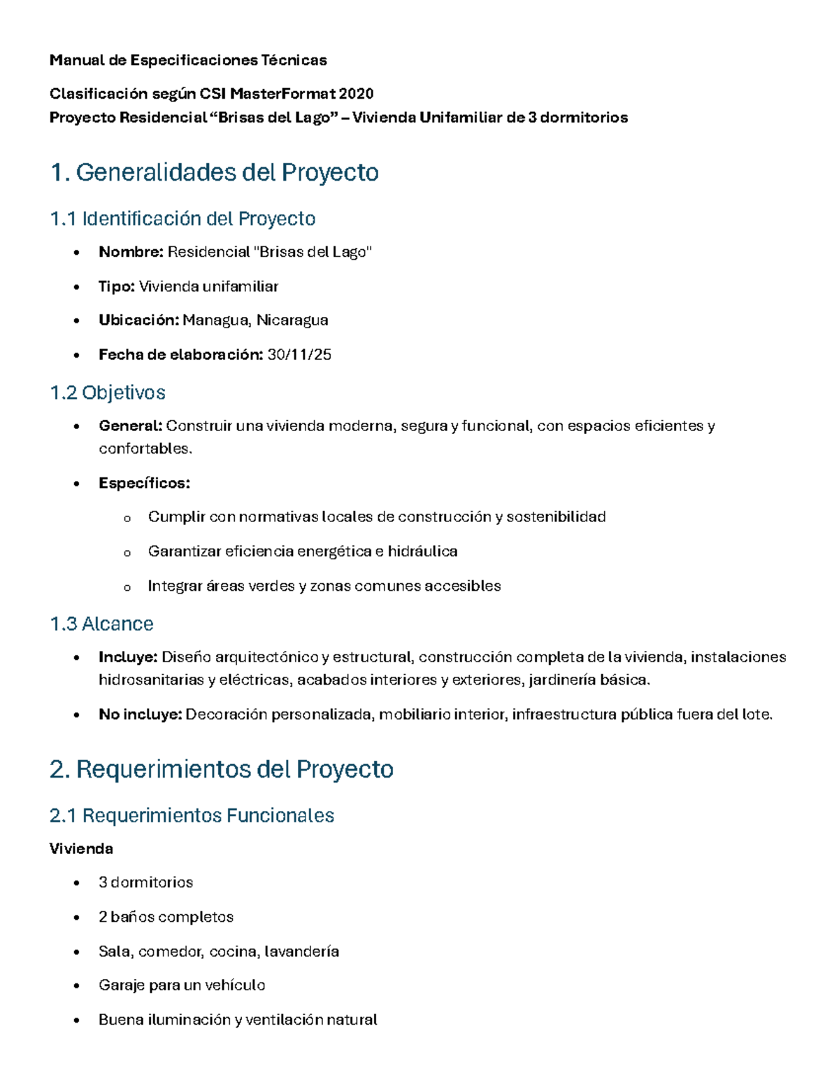 Manual de Especificaciones Técnicas según CSI MasterFormat 2020 - Studocu