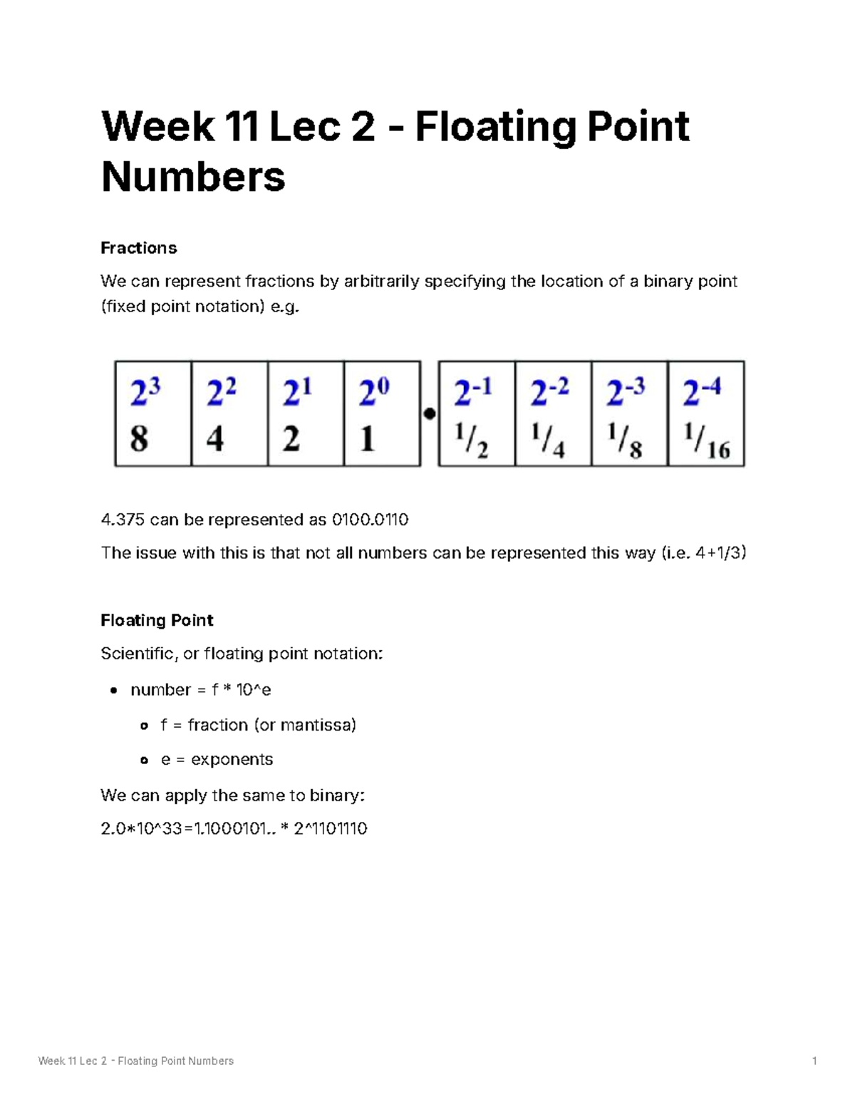 Week 11 Lec 2 - Understanding Floating Point Numbers and Fractions ...