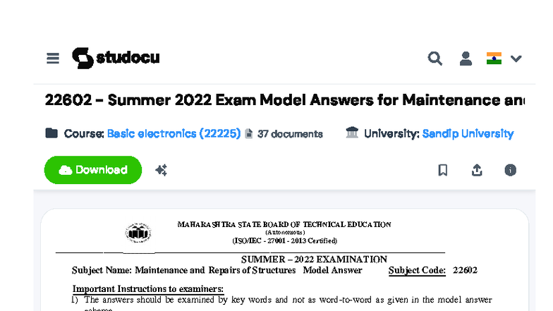 22602 Summer 2022 Model Answers for Maintenance Exam - Studocu