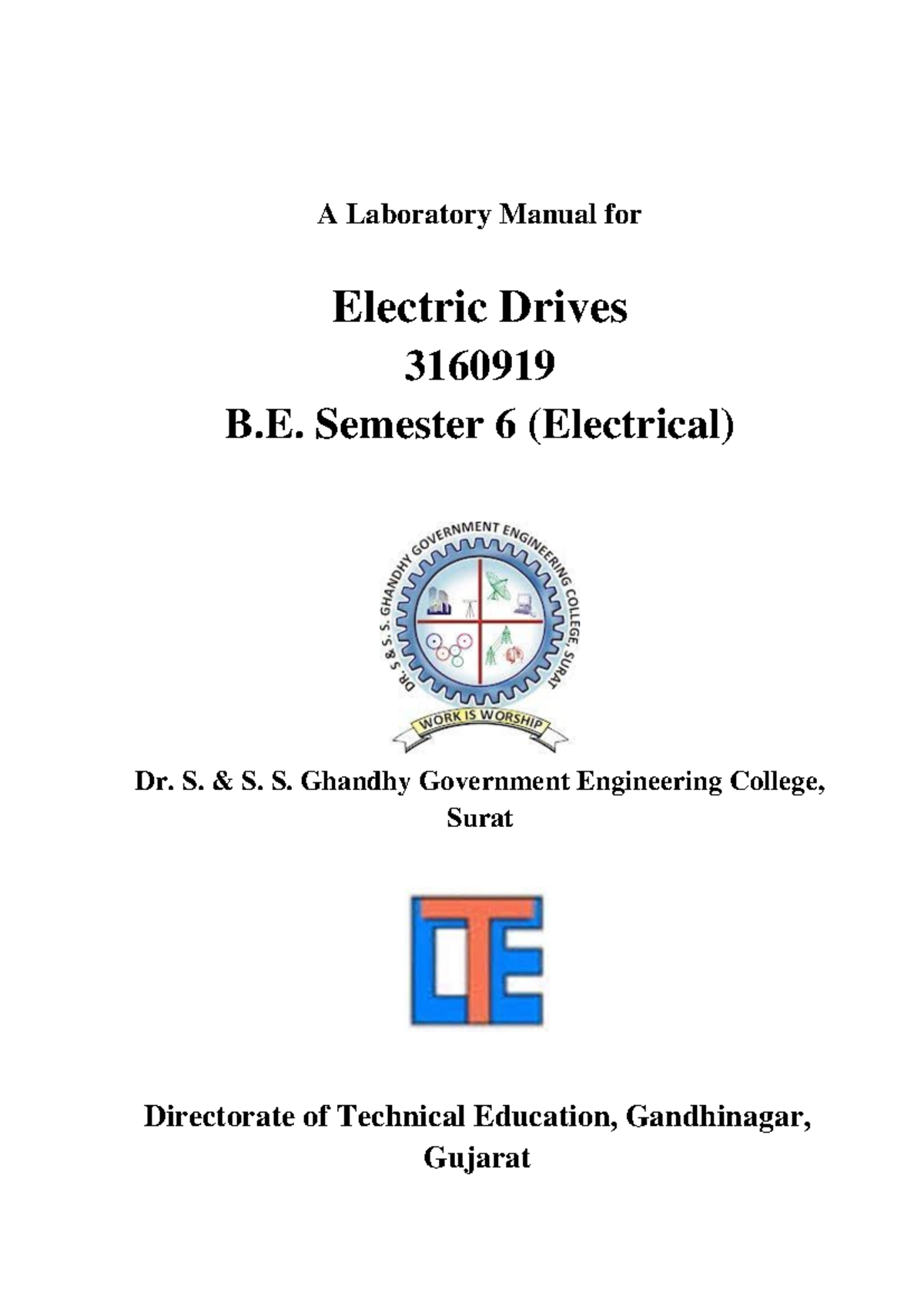 DTE 316 09 19 - Electric Drives Practical Lab Manual for Semester 6 ...