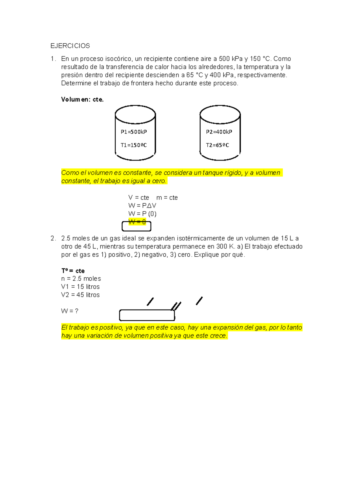 Ejercicios de Termodinámica: Procesos Isocóricos e Isotérmicos - Studocu