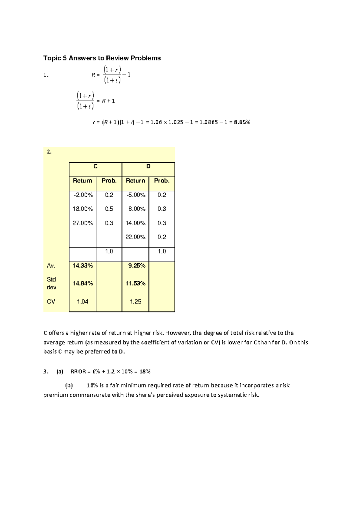 Topic 5 Solutions to Review Problems - Topic 5 Answers to Review ...