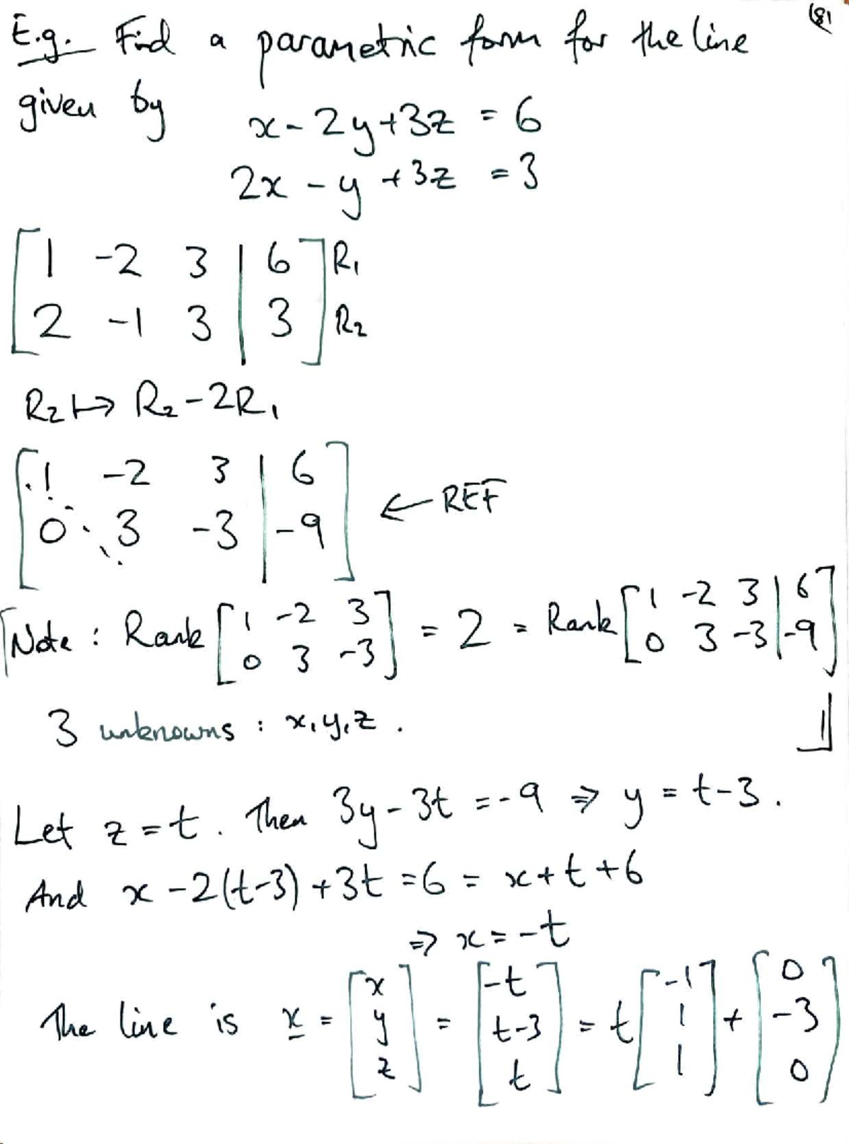 Lecture 8: Parametric Forms and Homogeneous Systems in R² and R³ - Studocu