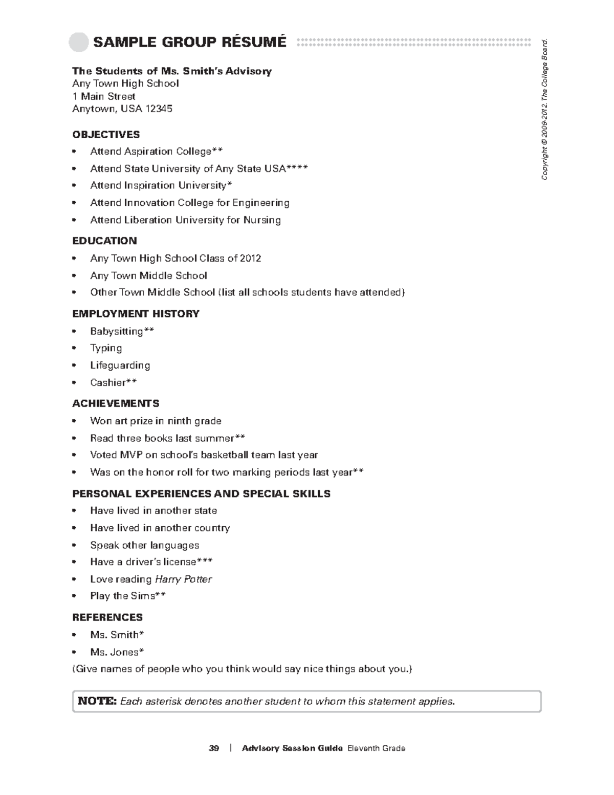 Advisory Session Sample Resume - Health Notes - Studocu