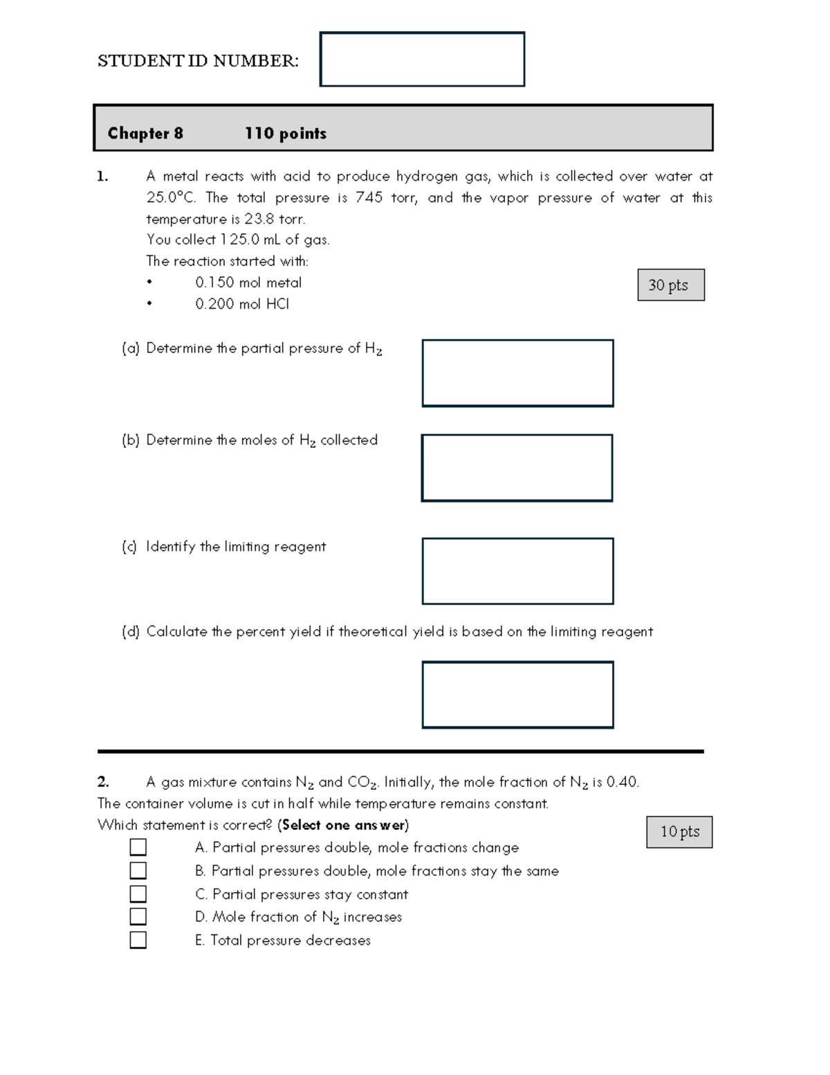 Chemistry Chapter 8 Practice Questions - Studocu