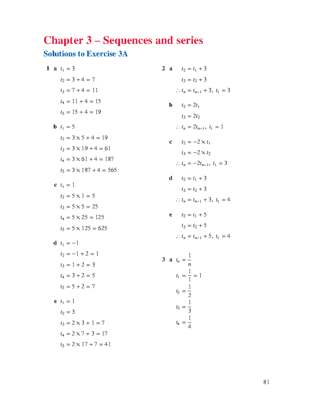 Chapter 3 - Sequences and Series - Worked Solutions (Exercise 3A to 3D ...