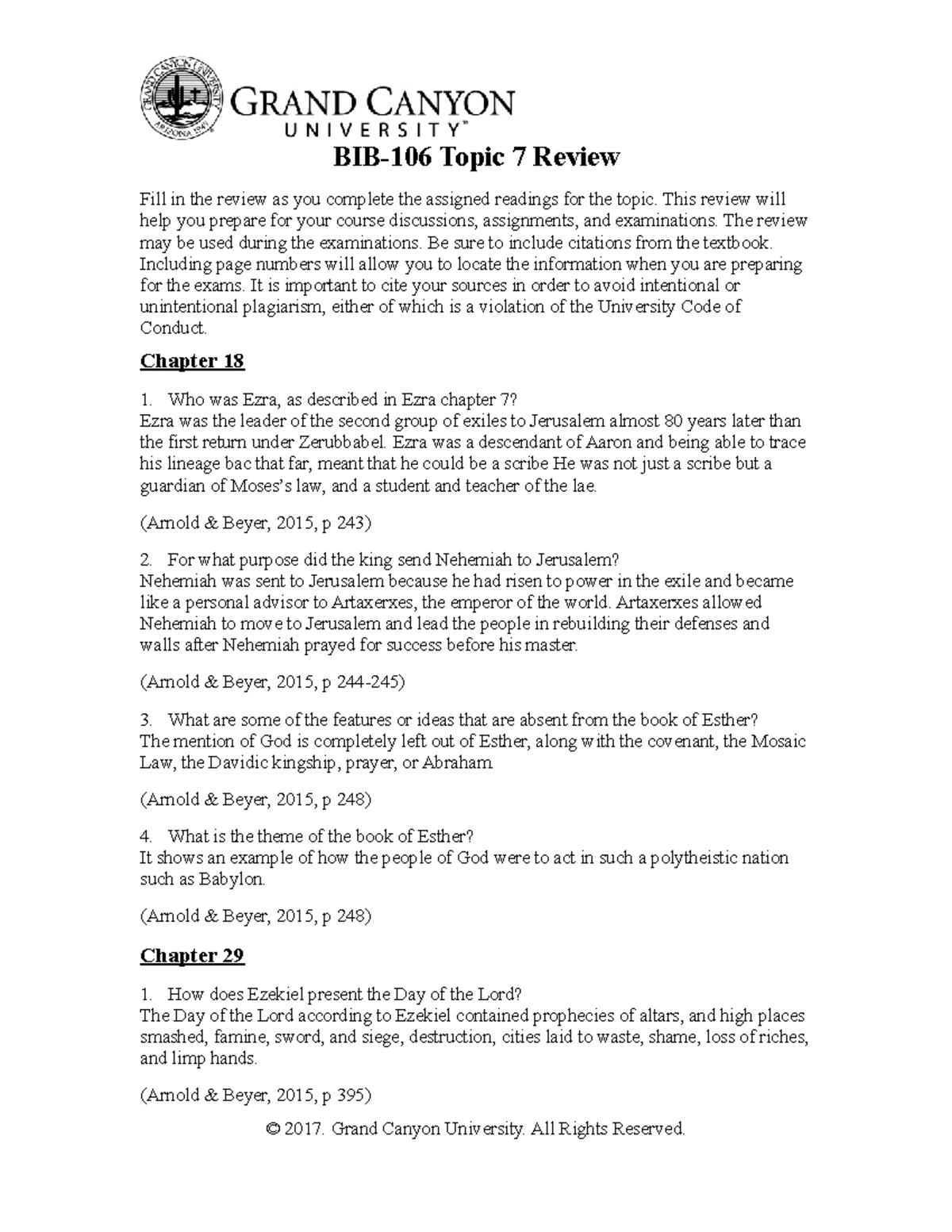 BIB-106 Final Exam Topic 7 Review Notes and Citations - Studocu