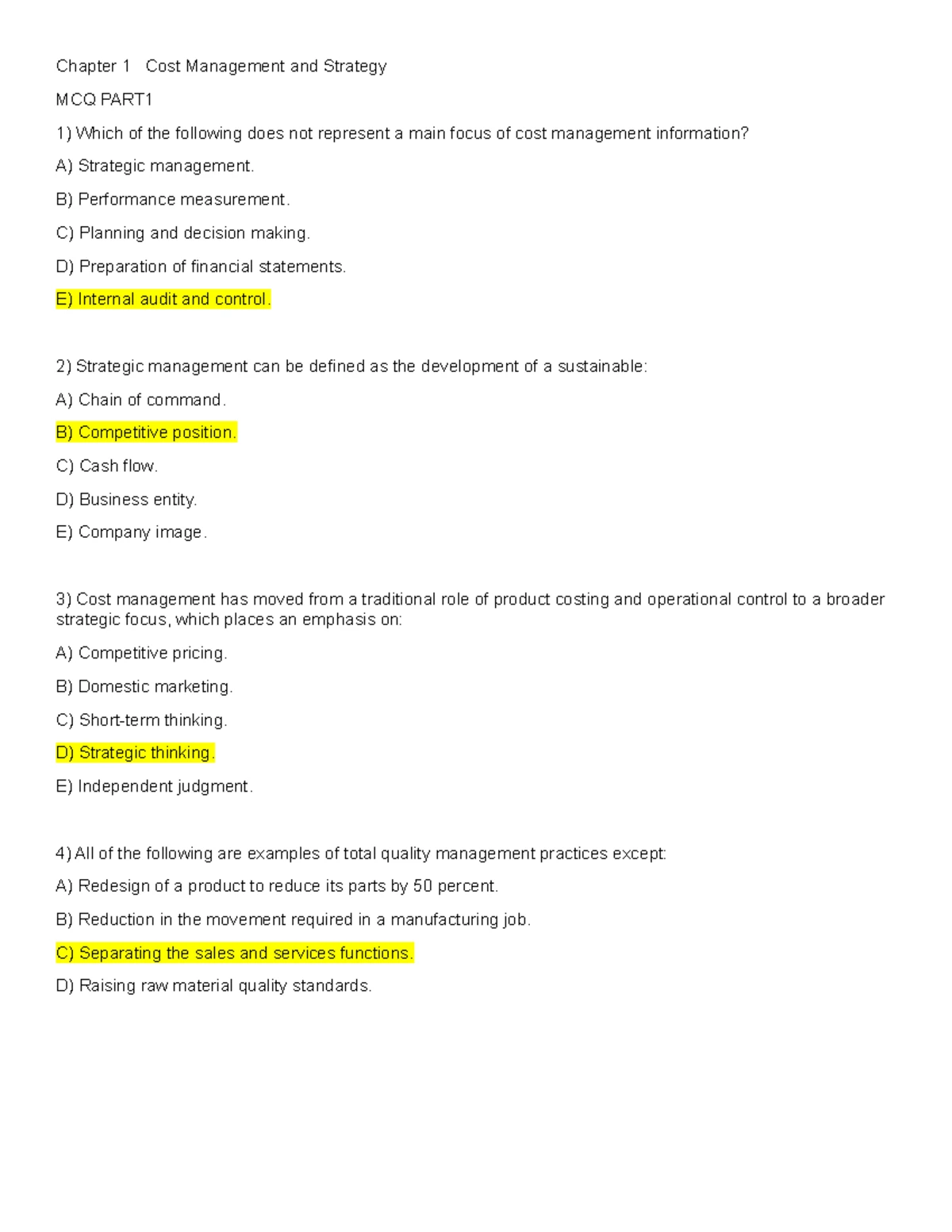 AC 4104 - Overview of Strategic Cost Management Concepts - Studocu