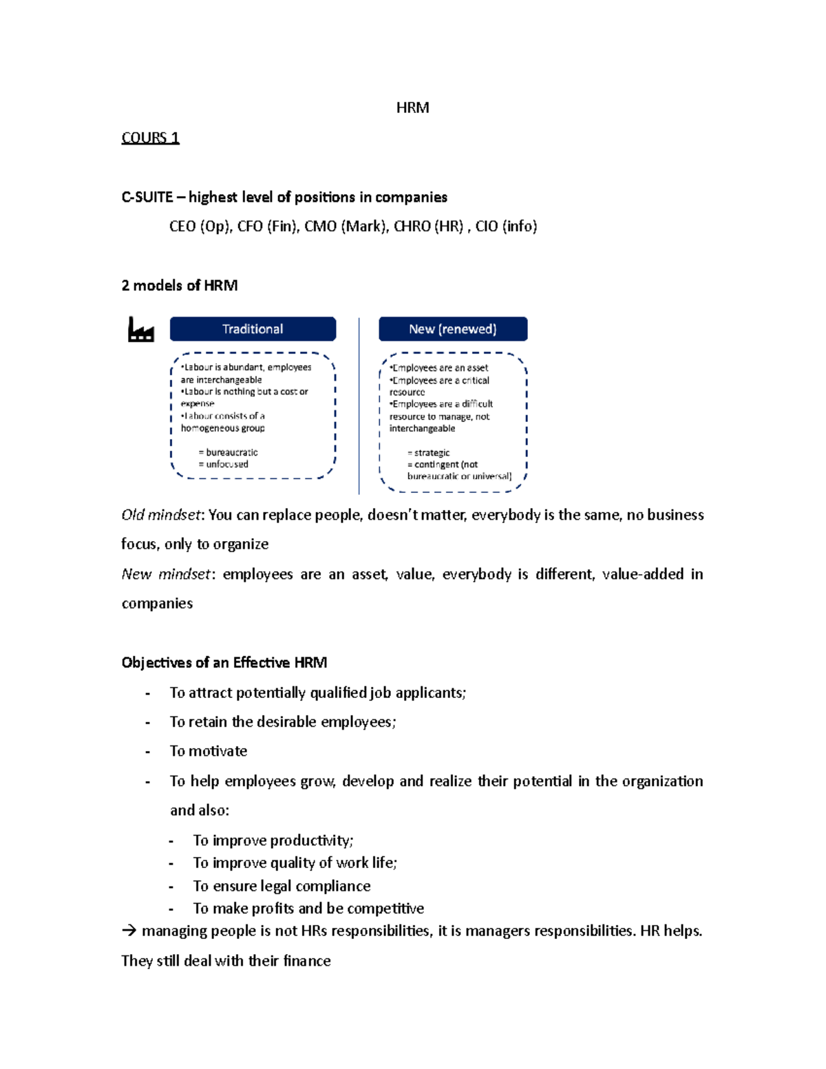 HRM - Lesson Notes on Effective Human Resource Management Practices ...