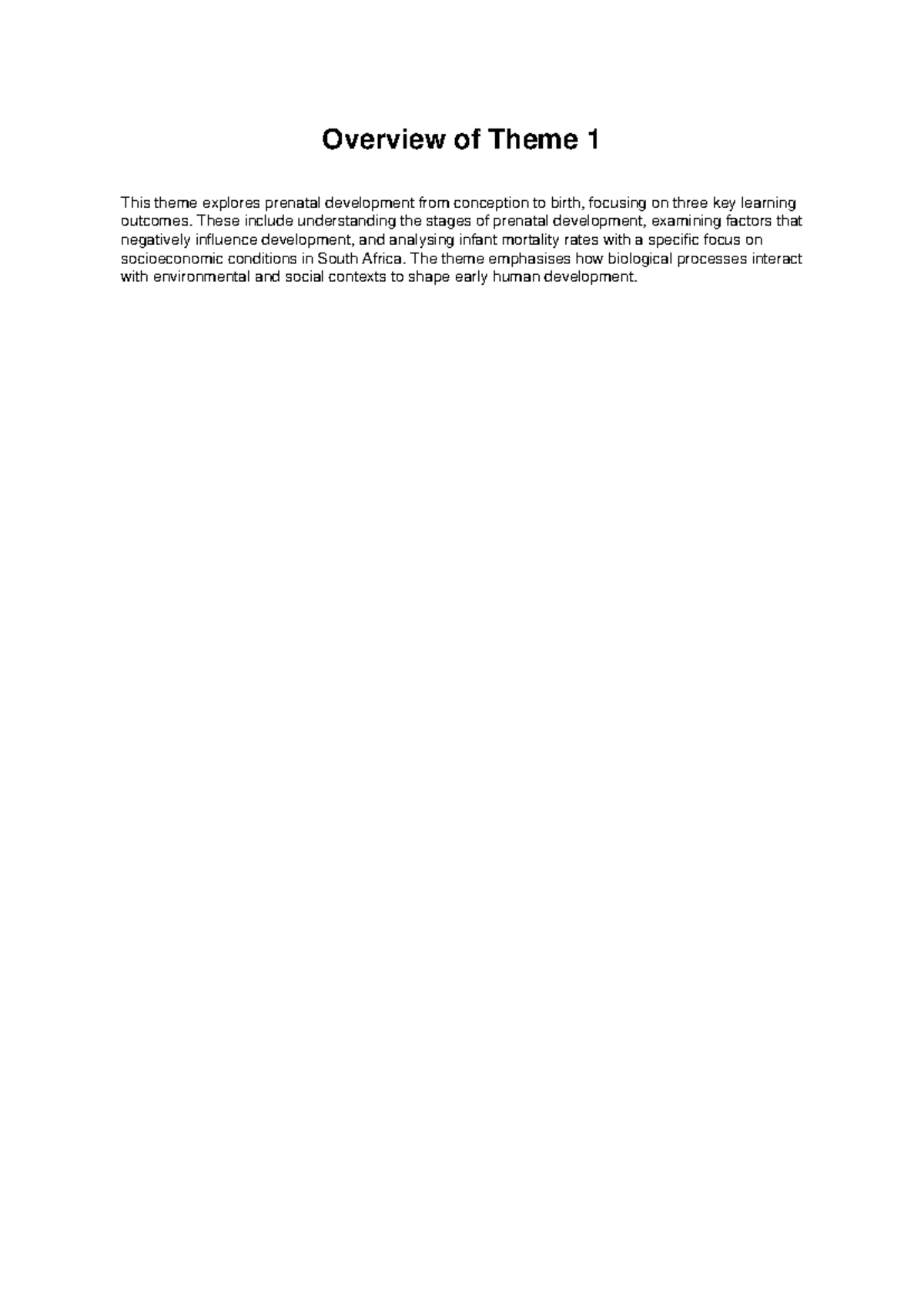 Prenatal Development Overview: Key Insights and Factors (PSY 101) - Studocu