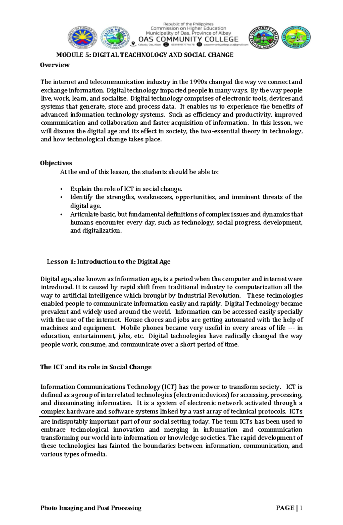 Module 5: Digital Technology & Social Change in the IT Era - Studocu