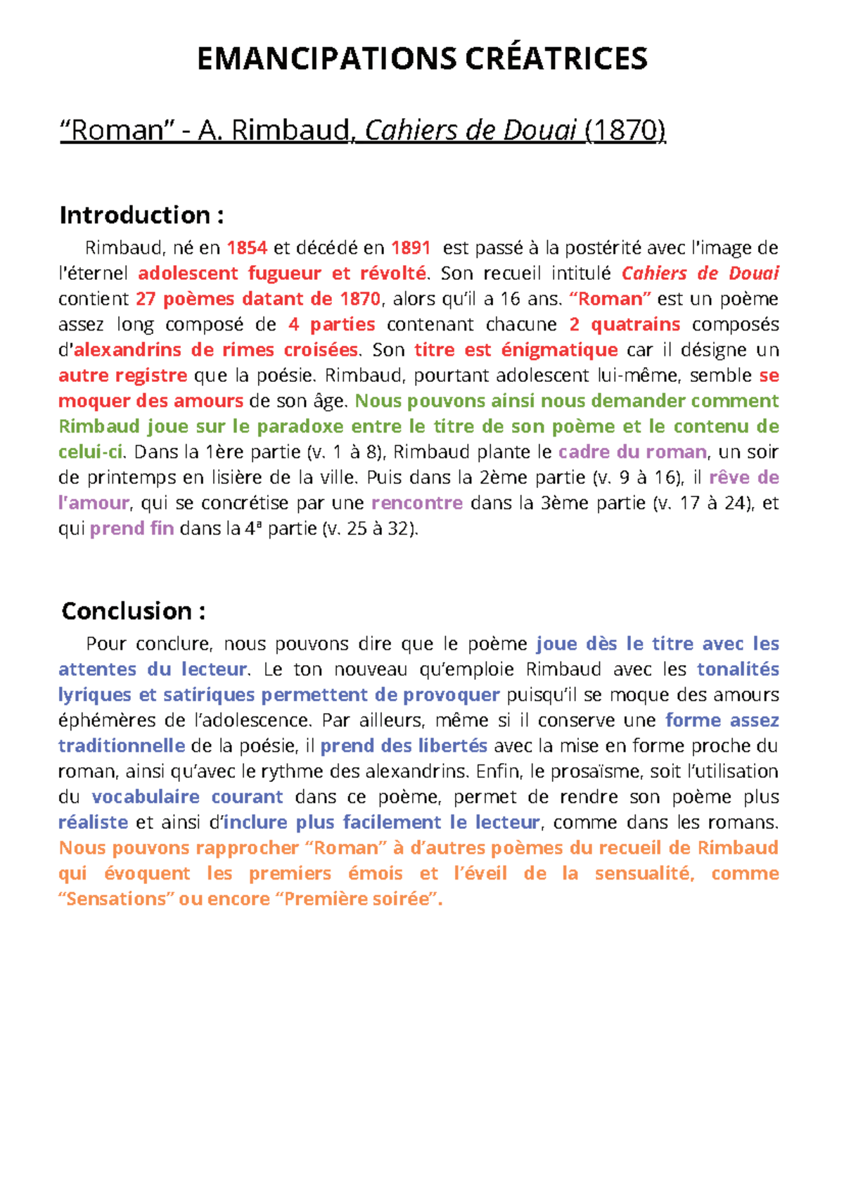 Analyse Linéaire du Poème 