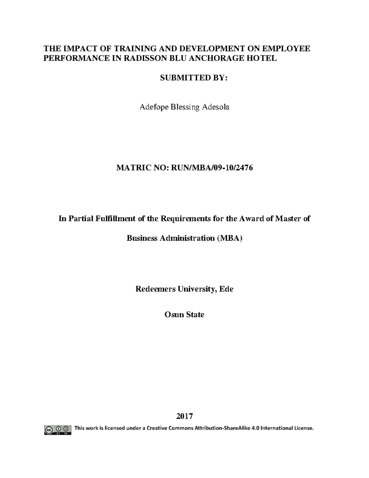 MBA 19580619665239 - Impact of Training on Employee Performance at ...