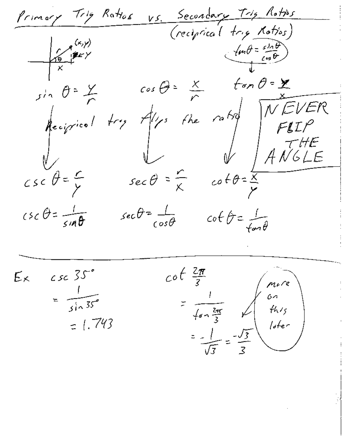 Special Angles & Reciprocal Trig Ratios: Key Concepts & Examples - Studocu