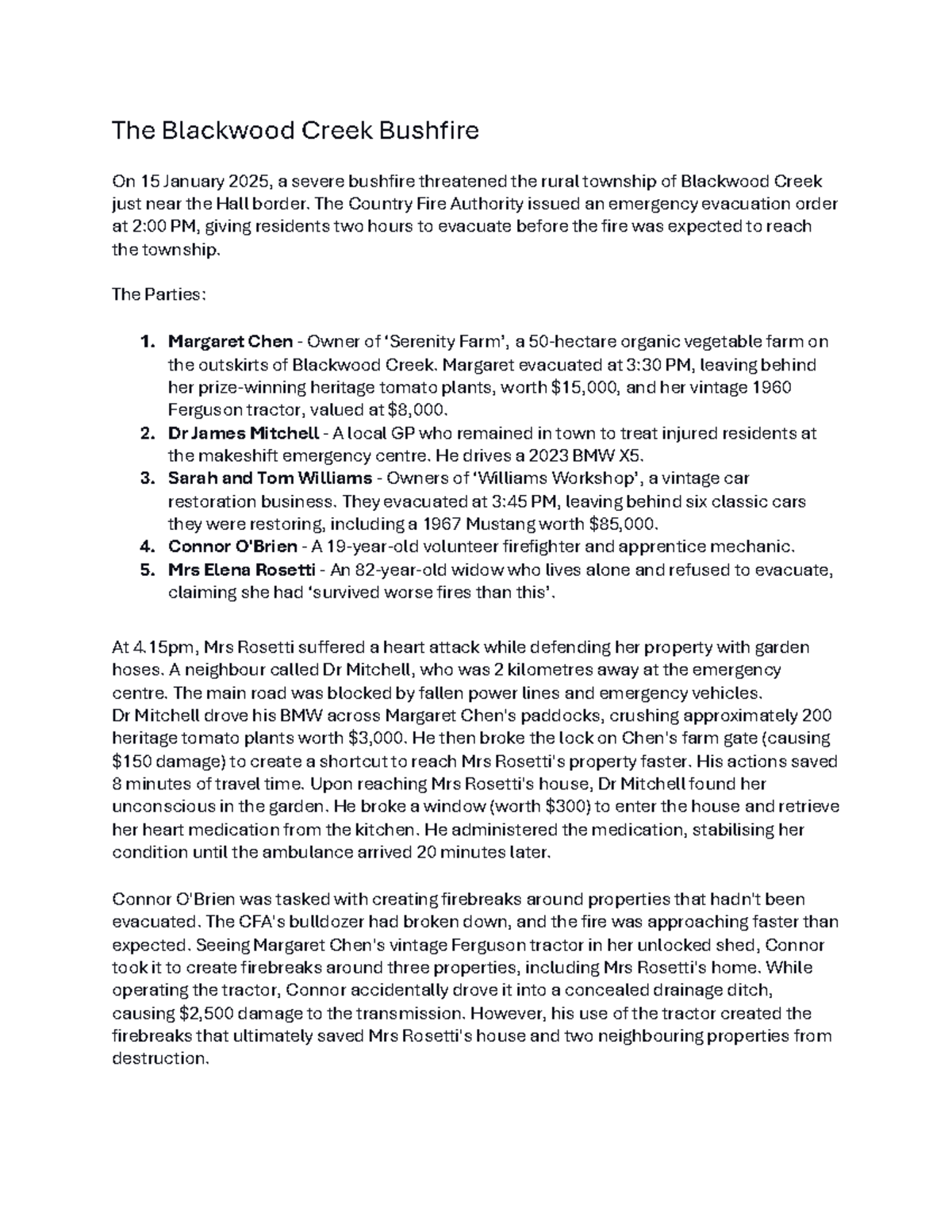 Week 2 - Case Study: Blackwood Creek Bushfire Incident - Studocu