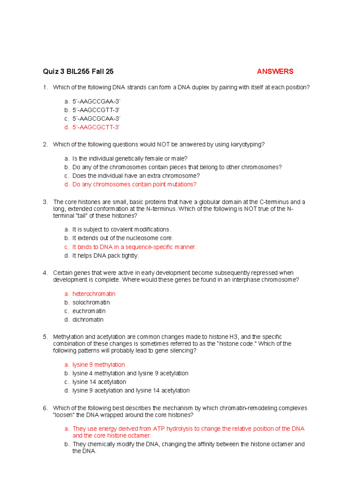 BIL255 Fall 25 Quiz 3 Answer Key - Studocu