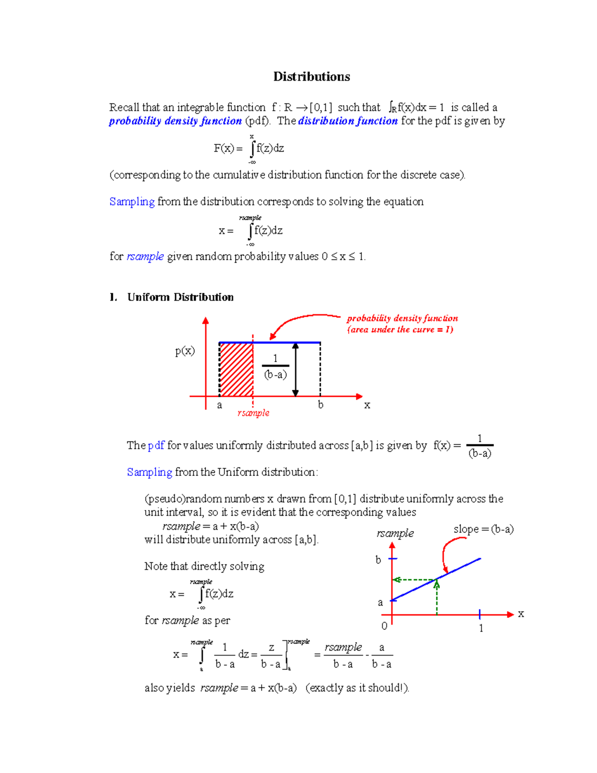 Probability Distributions: Notes on Uniform, Normal, and Exponential ...