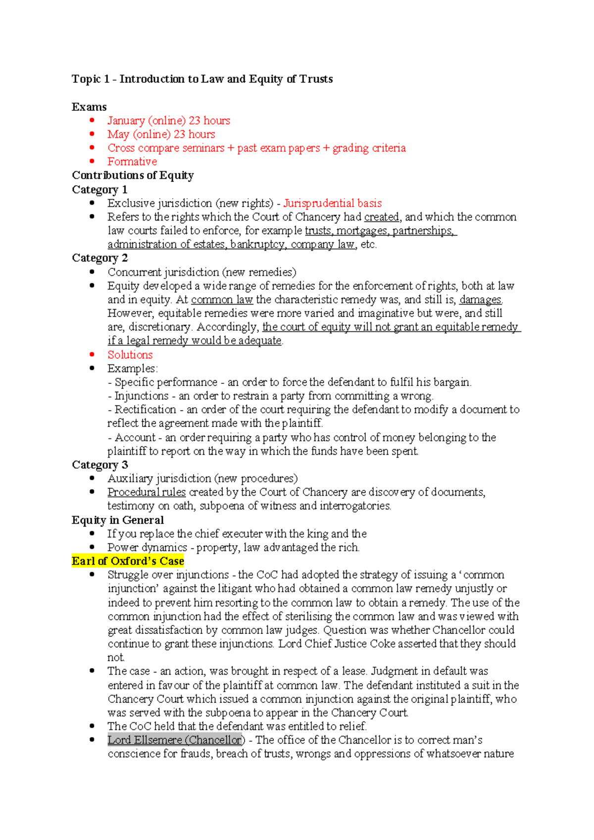 T1 - Introduction to Law and Equity of Trusts: Exam Insights and Key ...