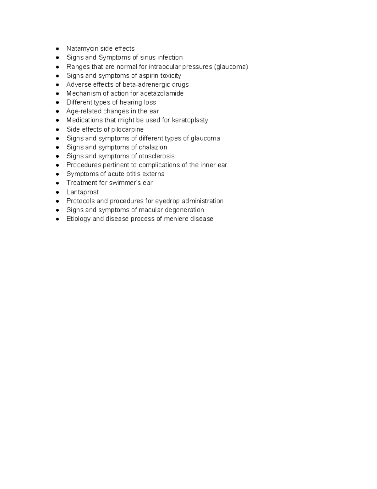 Adverse Effects and Symptoms Related to Eye and Ear Conditions ...