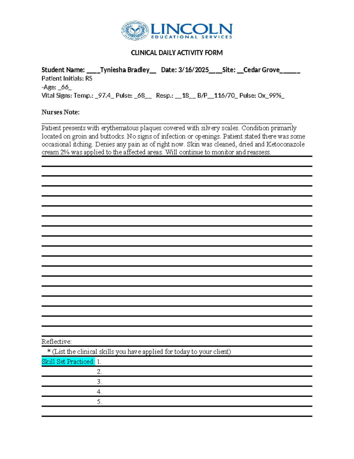 Term 2 and 3 clinical daily activity updated 7192018 activity form (1 ...