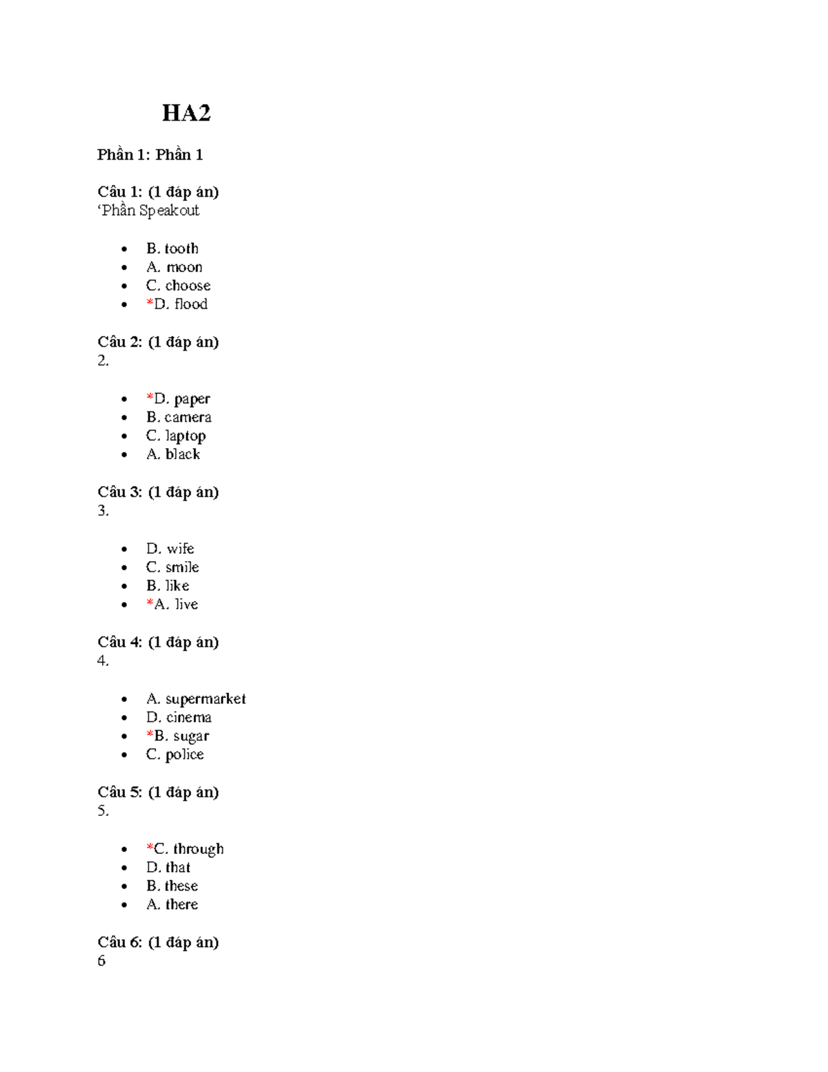 HA2 Final Exam: Vocabulary and Comprehension Questions - Studocu