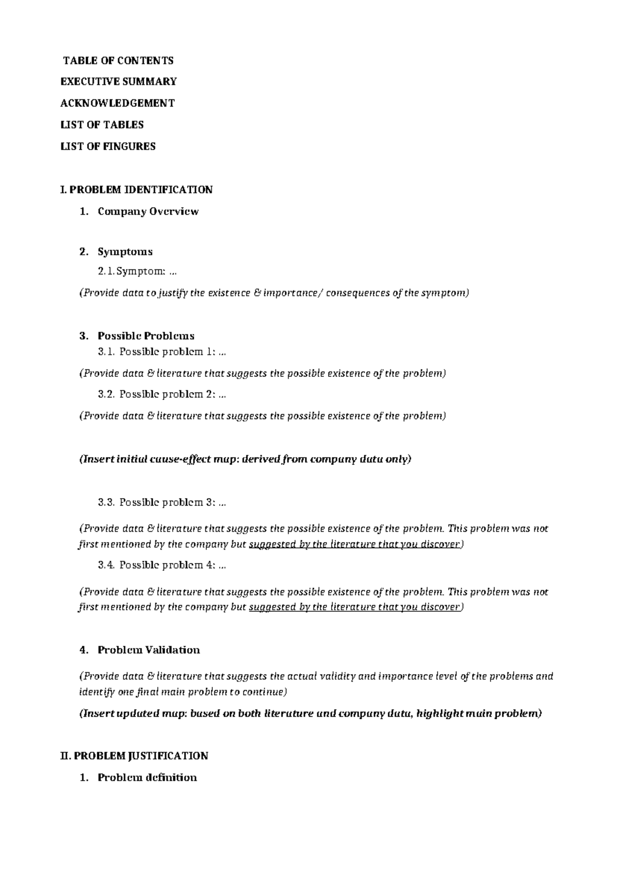 Thesis Structure: Problem Identification and Solutions Analysis - Studocu
