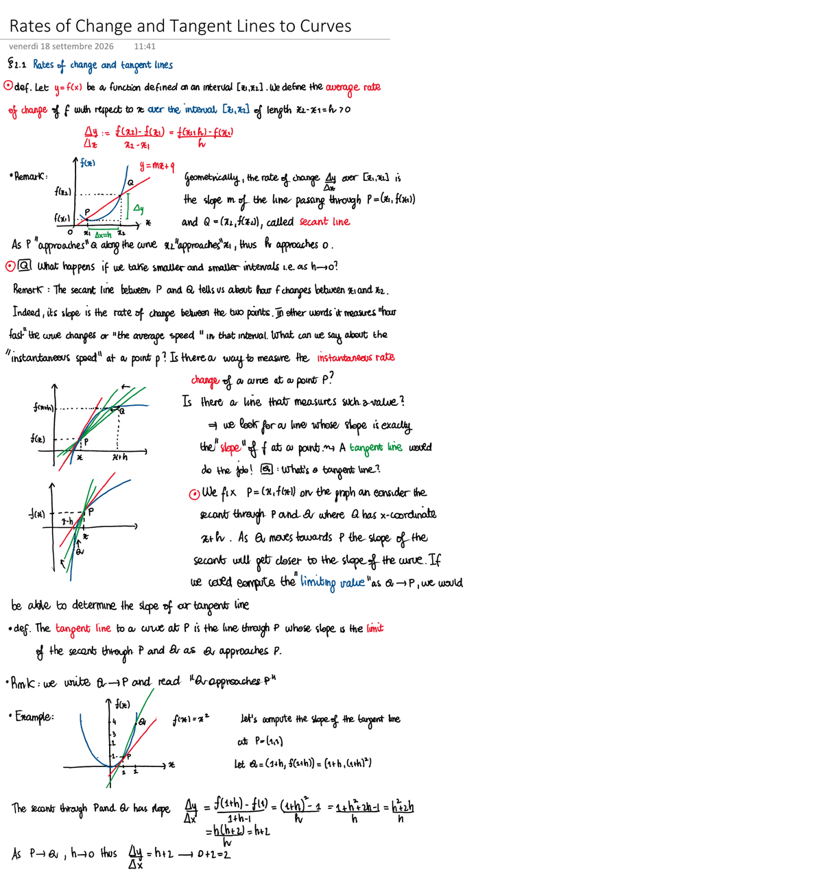 Rates of Change and Tangent Lines: Concepts and Definitions - Studocu