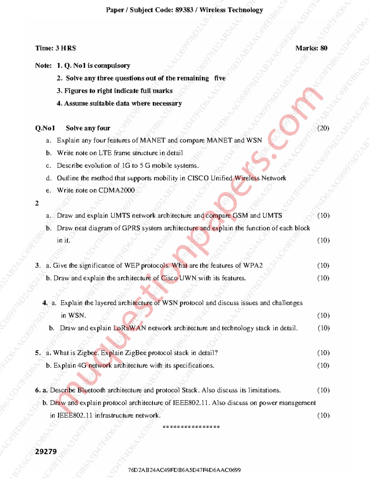 Wireless Technology Exam Paper - 89383 - Semester 6 - May 2023 - Studocu