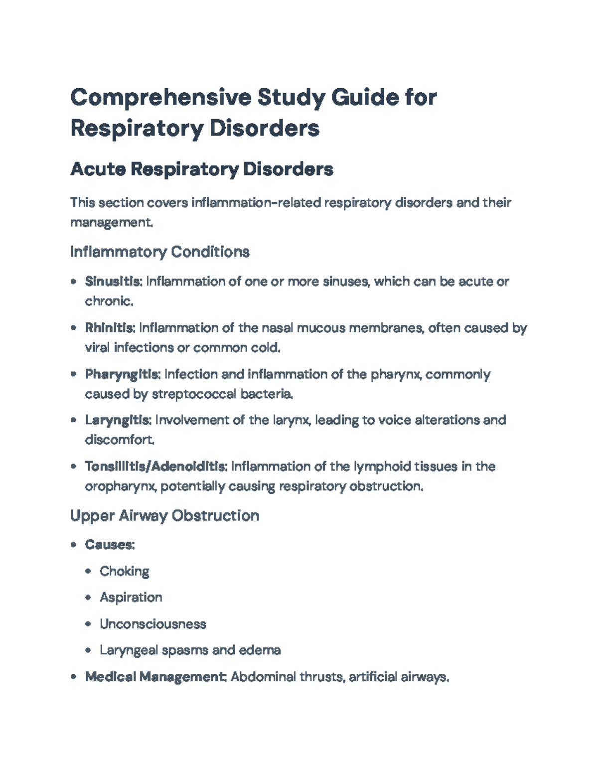 Comprehensive Study Guide on Respiratory Disorders for Nursing Students ...
