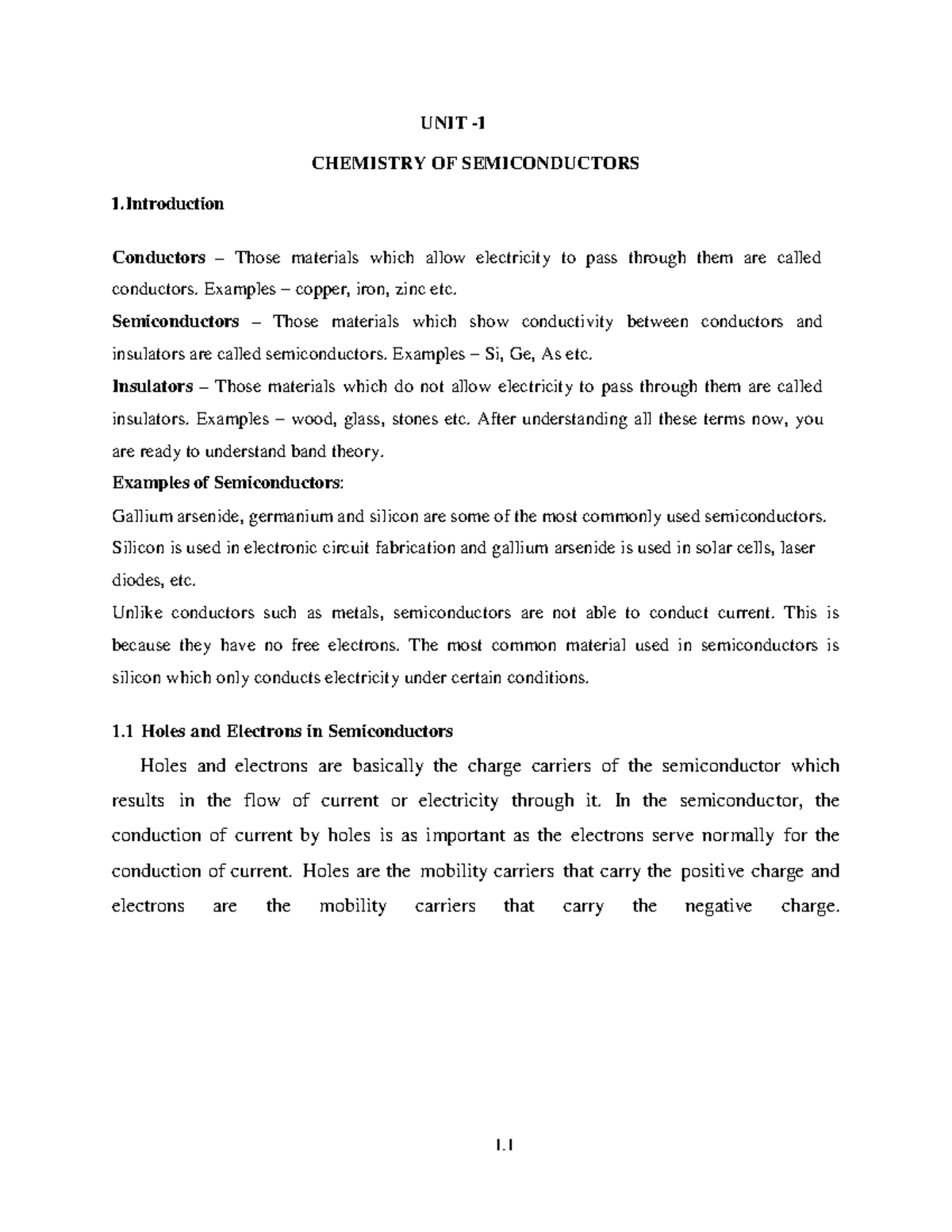 CHEM 101: Lecture Notes on Semiconductor Chemistry - Studocu
