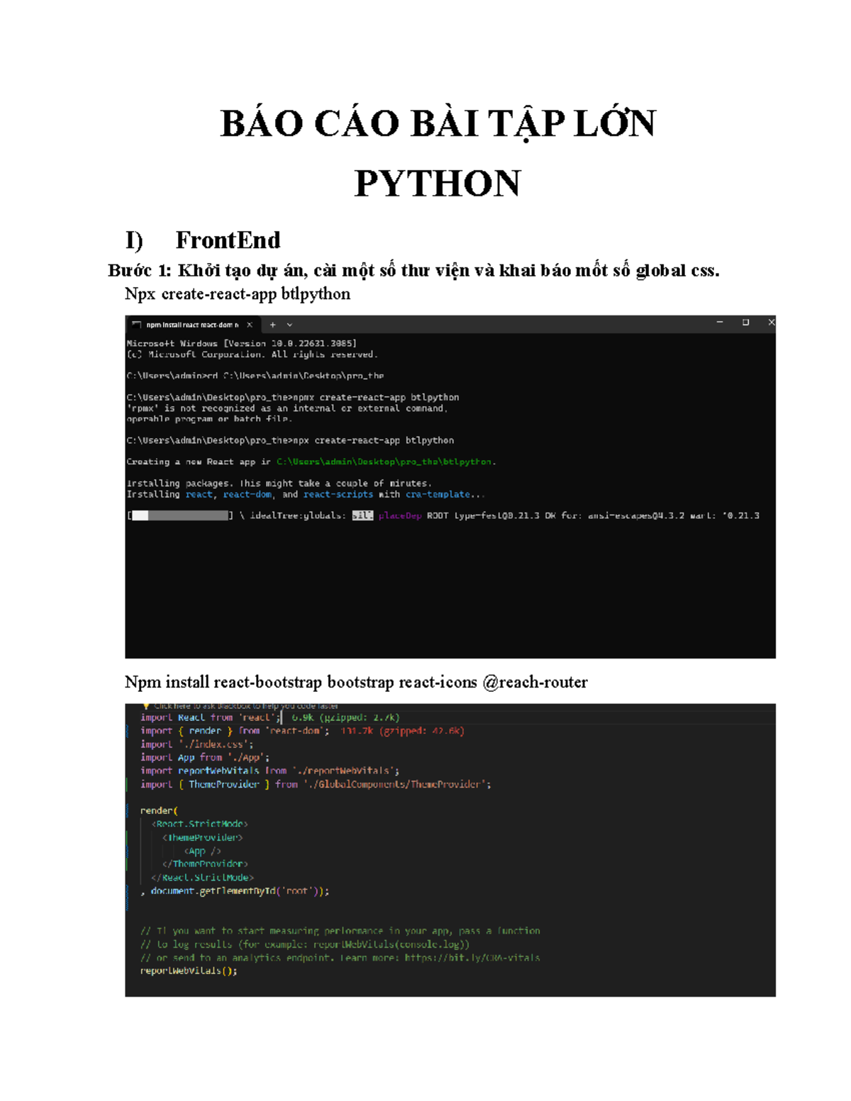 Bcn6 Python - Báo cáo bài tập lớn về FrontEnd và BackEnd - Studocu