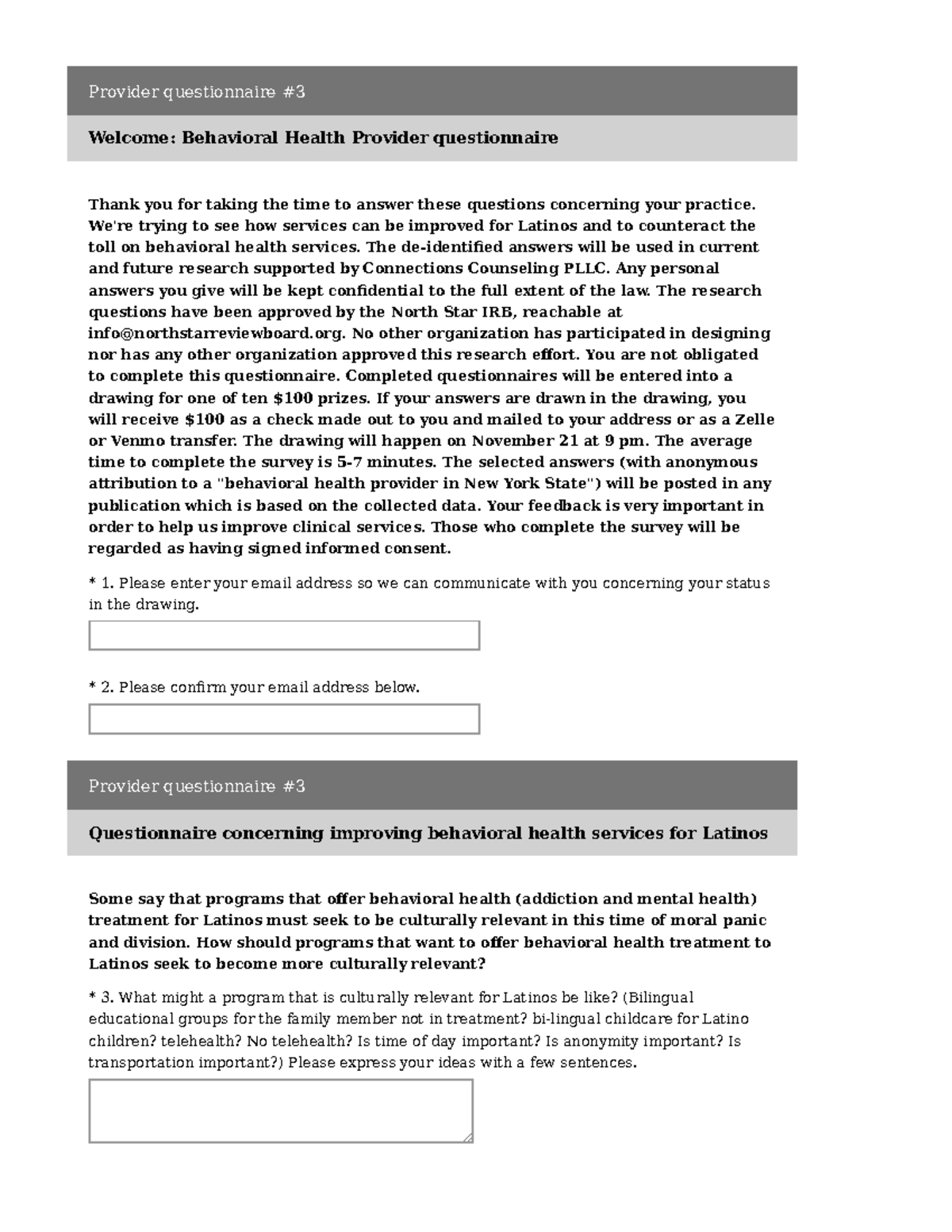 Provider Questionnaire: Enhancing Behavioral Health for Latinos - Studocu