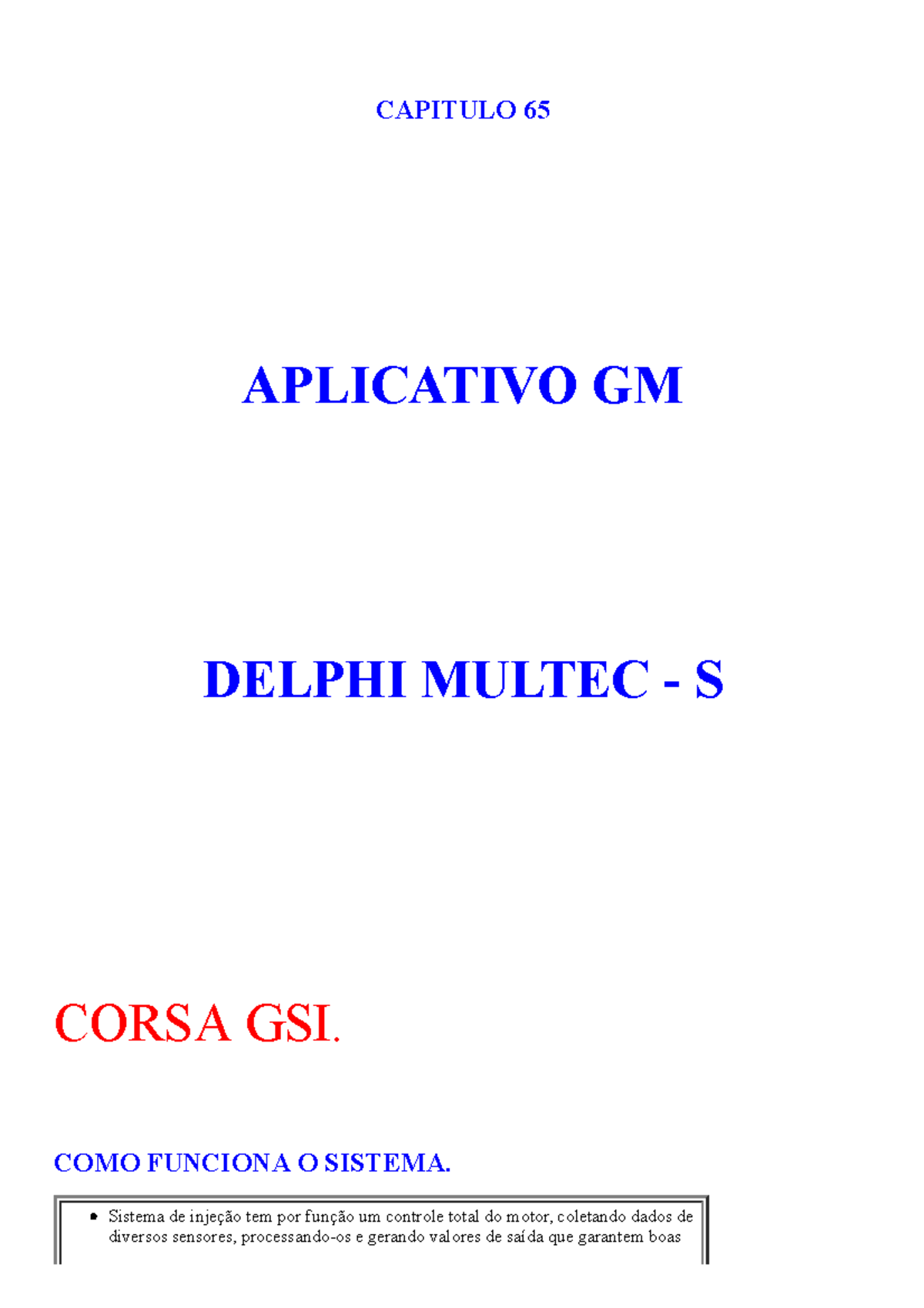 CAPITULO 65: FUNCIONAMENTO DO SISTEMA GM DELPHI MULTEC S CORSA GSI ...