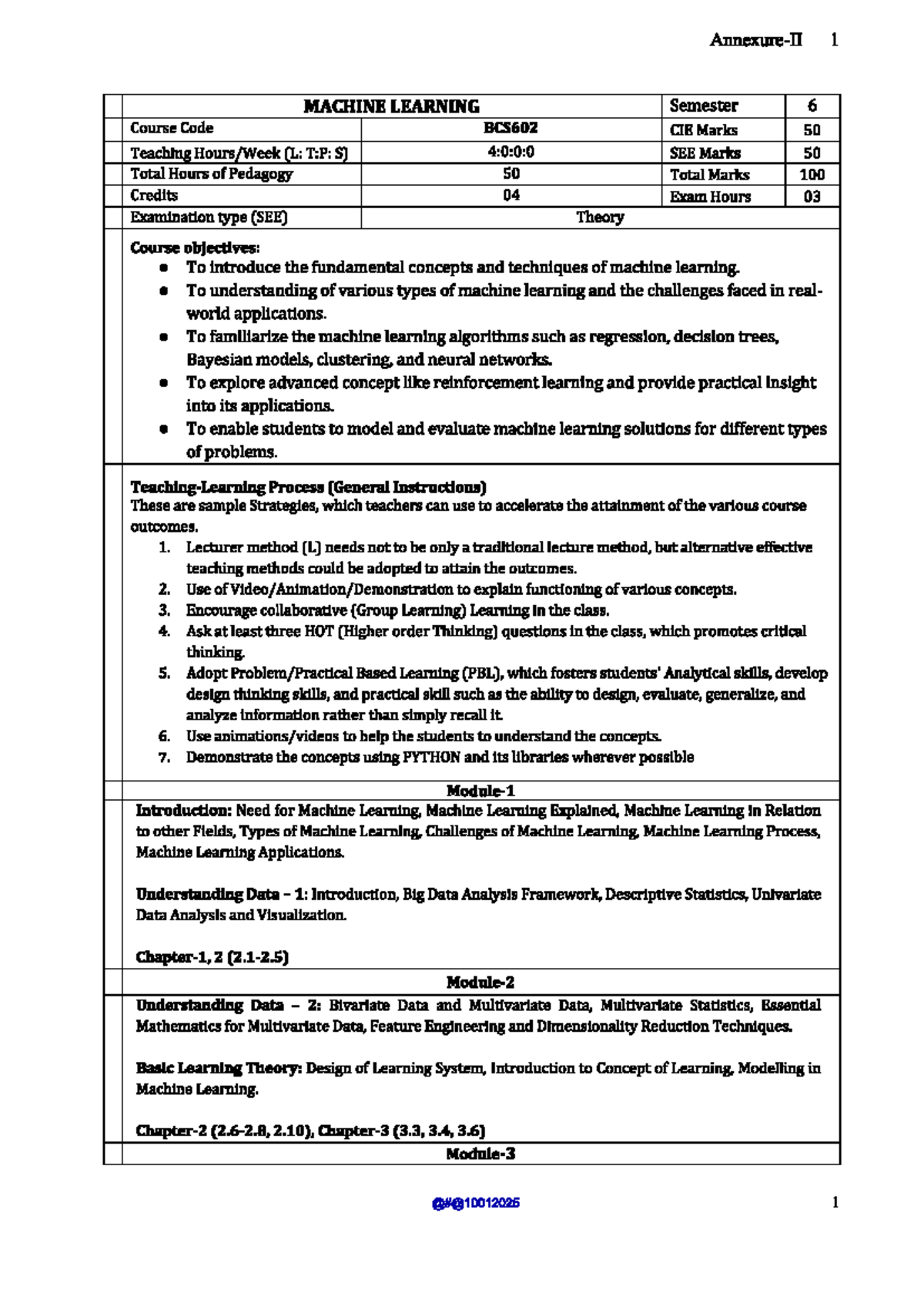 BCS602 Machine Learning Syllabus - Semester 6 Overview - Studocu