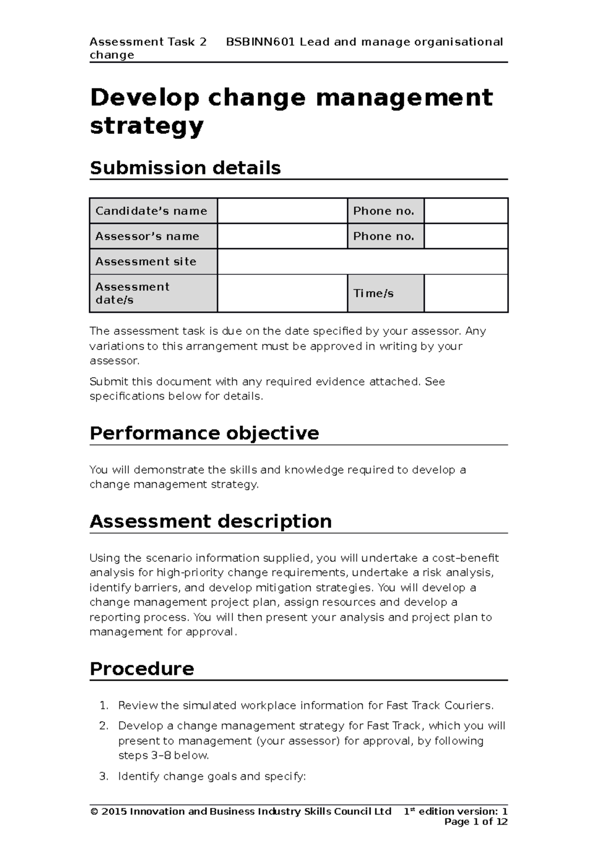 Assesments - assessmnet - change Develop change management strategy ...