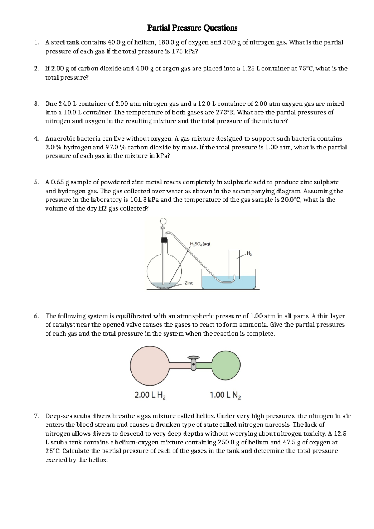 Partial Pressure Problems and Calculations for Gases - Studocu